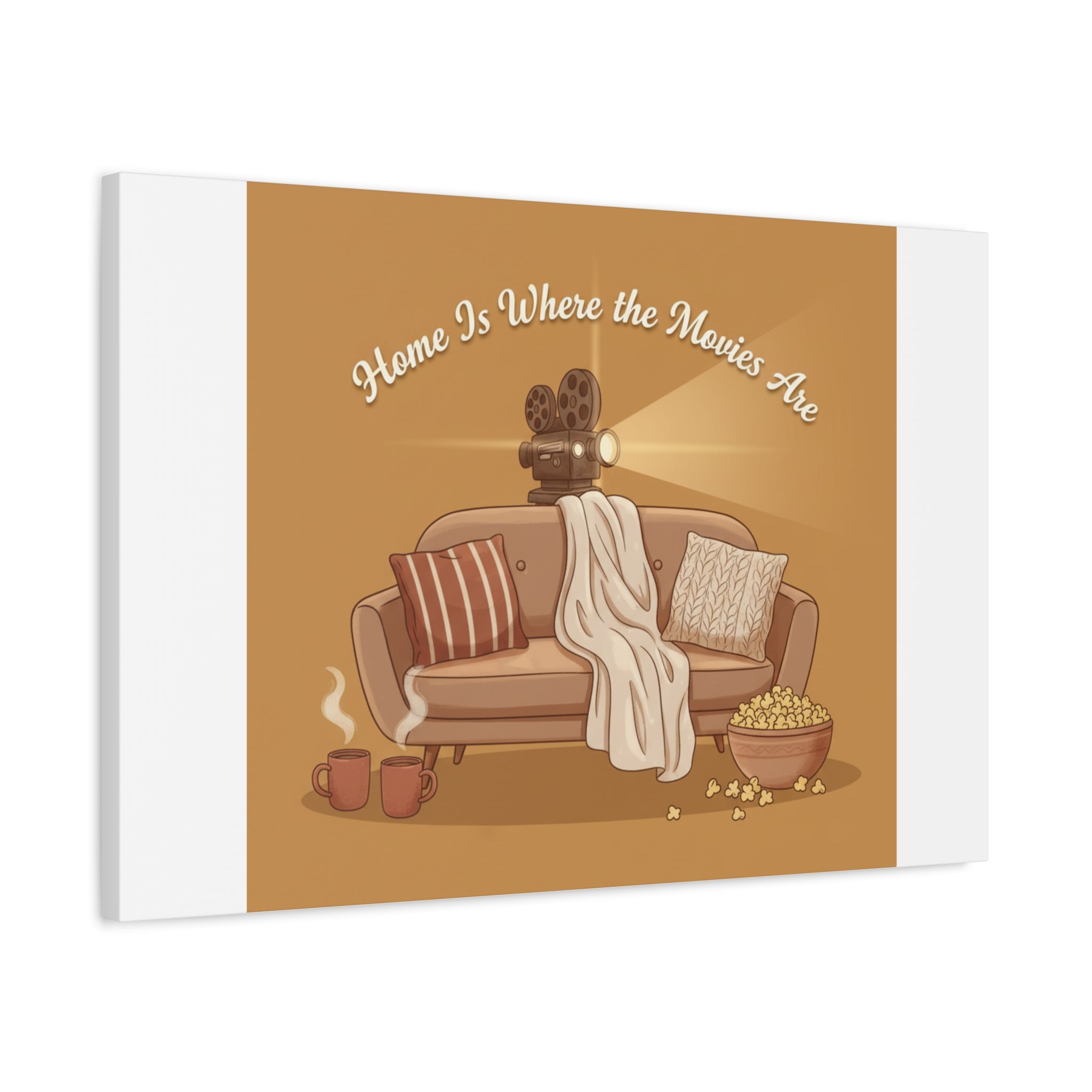 Home Is Where the Movies Are Canvas | cozy night art, home cinema decor