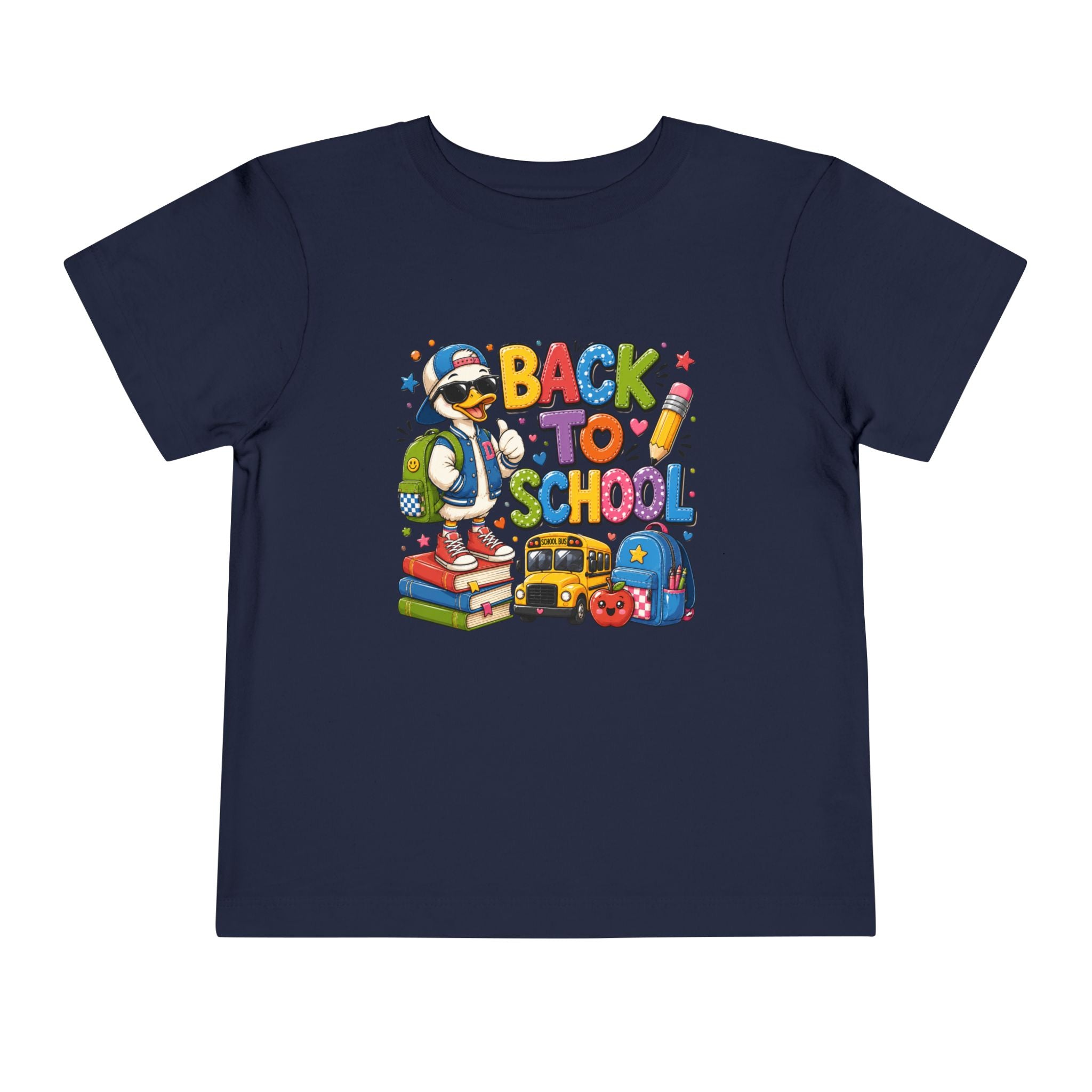 Back to School Toddler Tee — Cute Penguin School Bus Design
