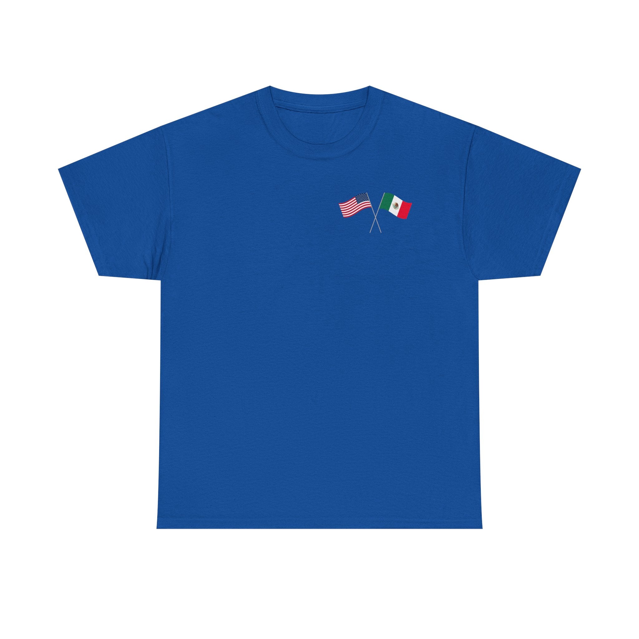 American & Italian Flag Tee with Vintage Rose Back — Patriotic Floral T-Shirt