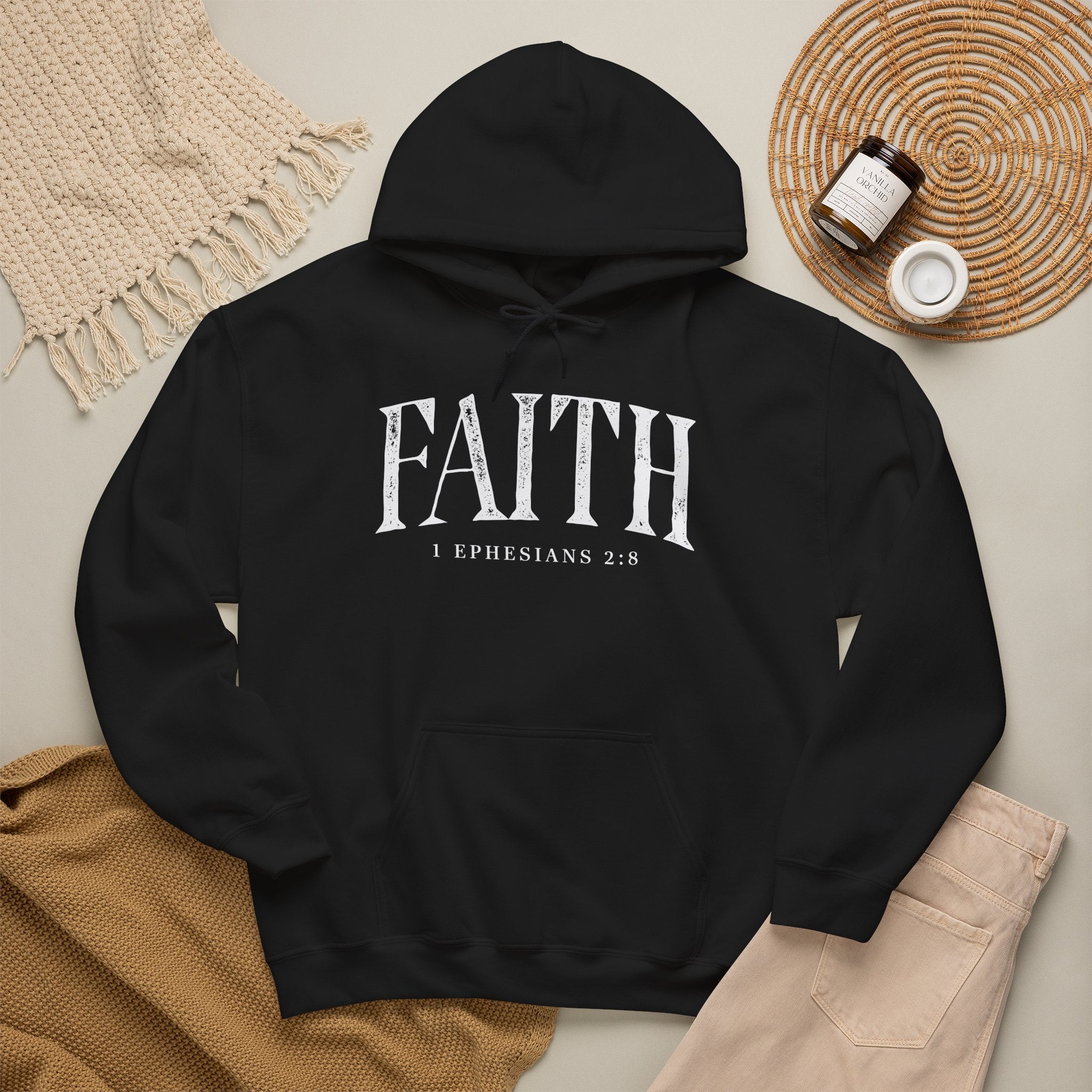 Faith Hoodie - Ephesians 2:8 Inspirational Christian Sweatshirt
