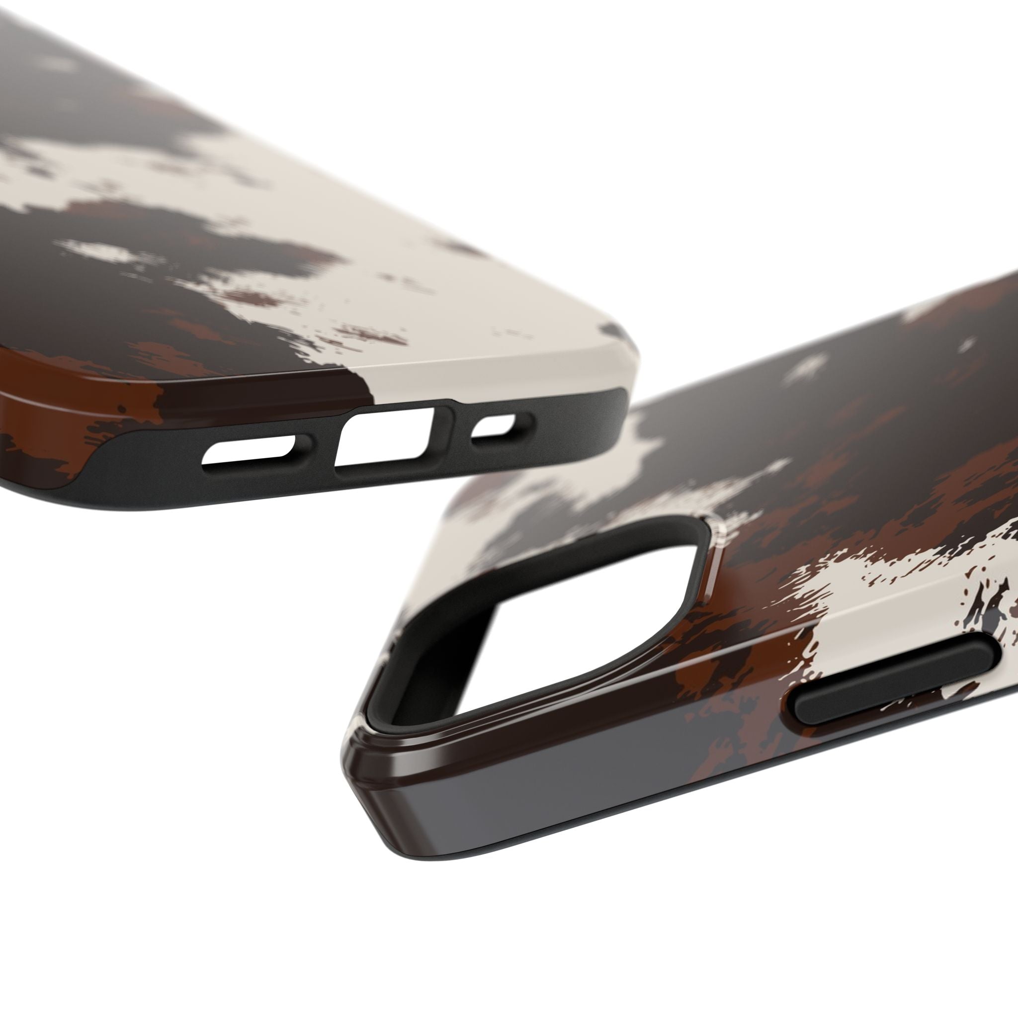 Cowhide Print Impact Phone Case — Brown & Cream Protective Cover