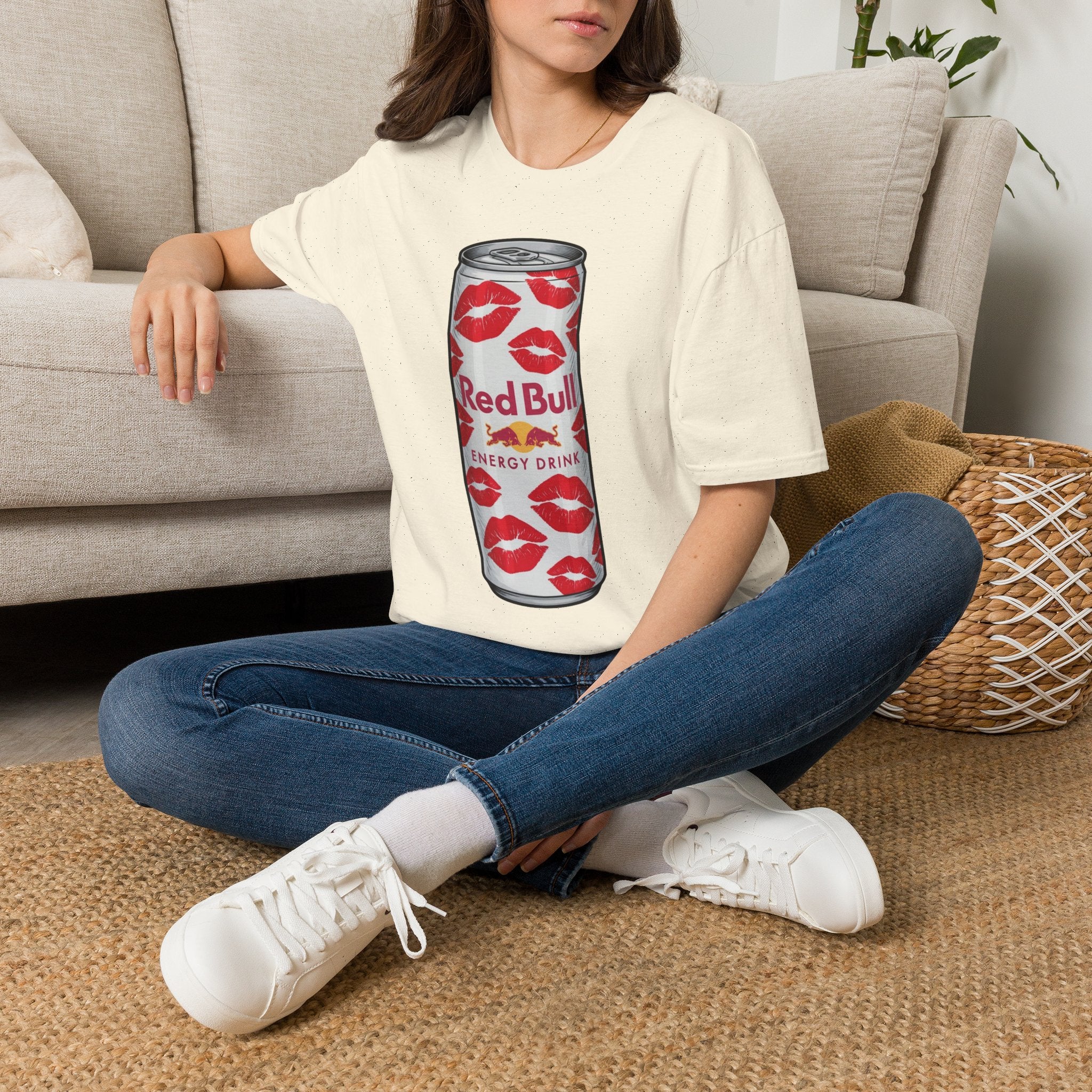 Graphic Tee — Red Bull Can with Lip Print