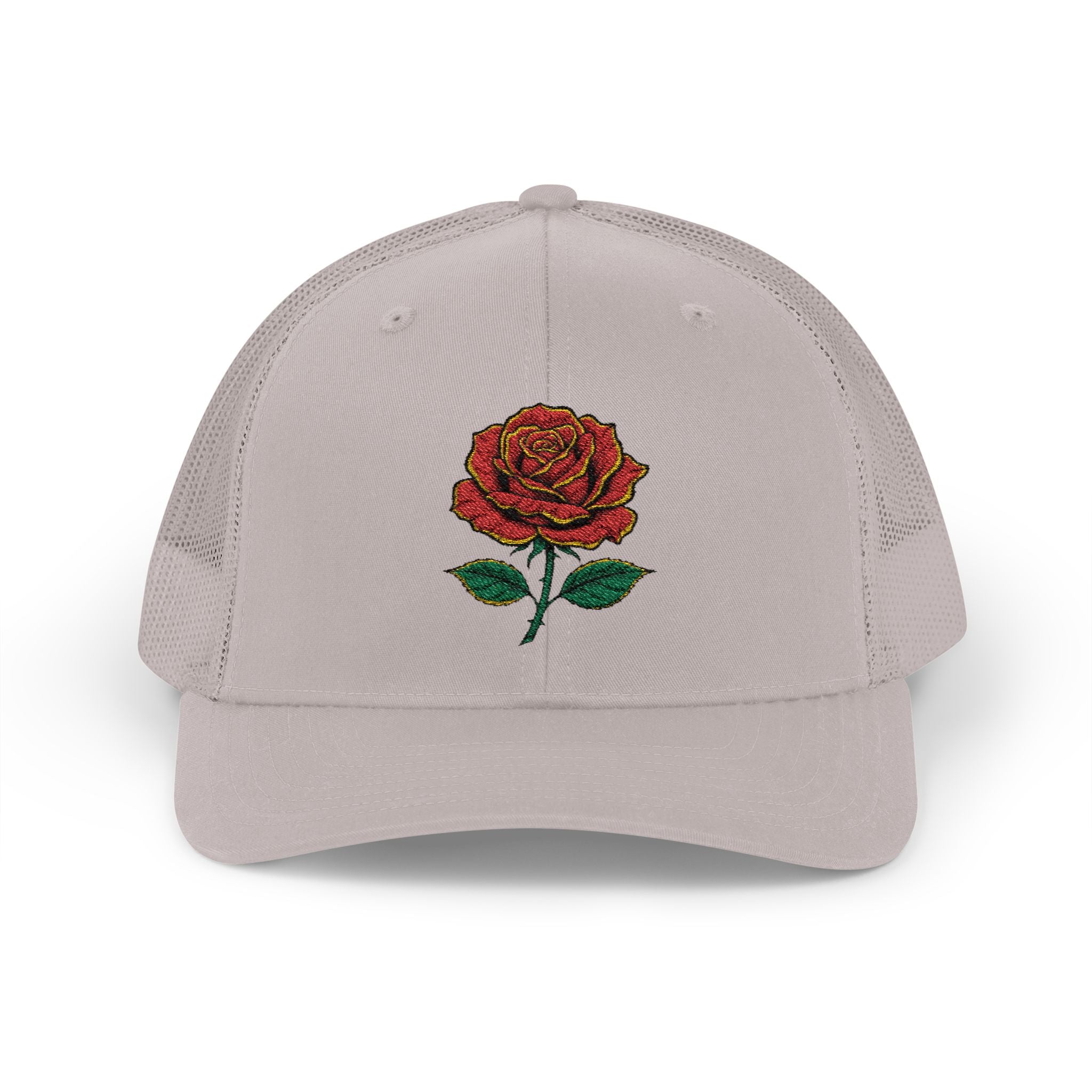 Embroidered Red Rose Trucker Cap