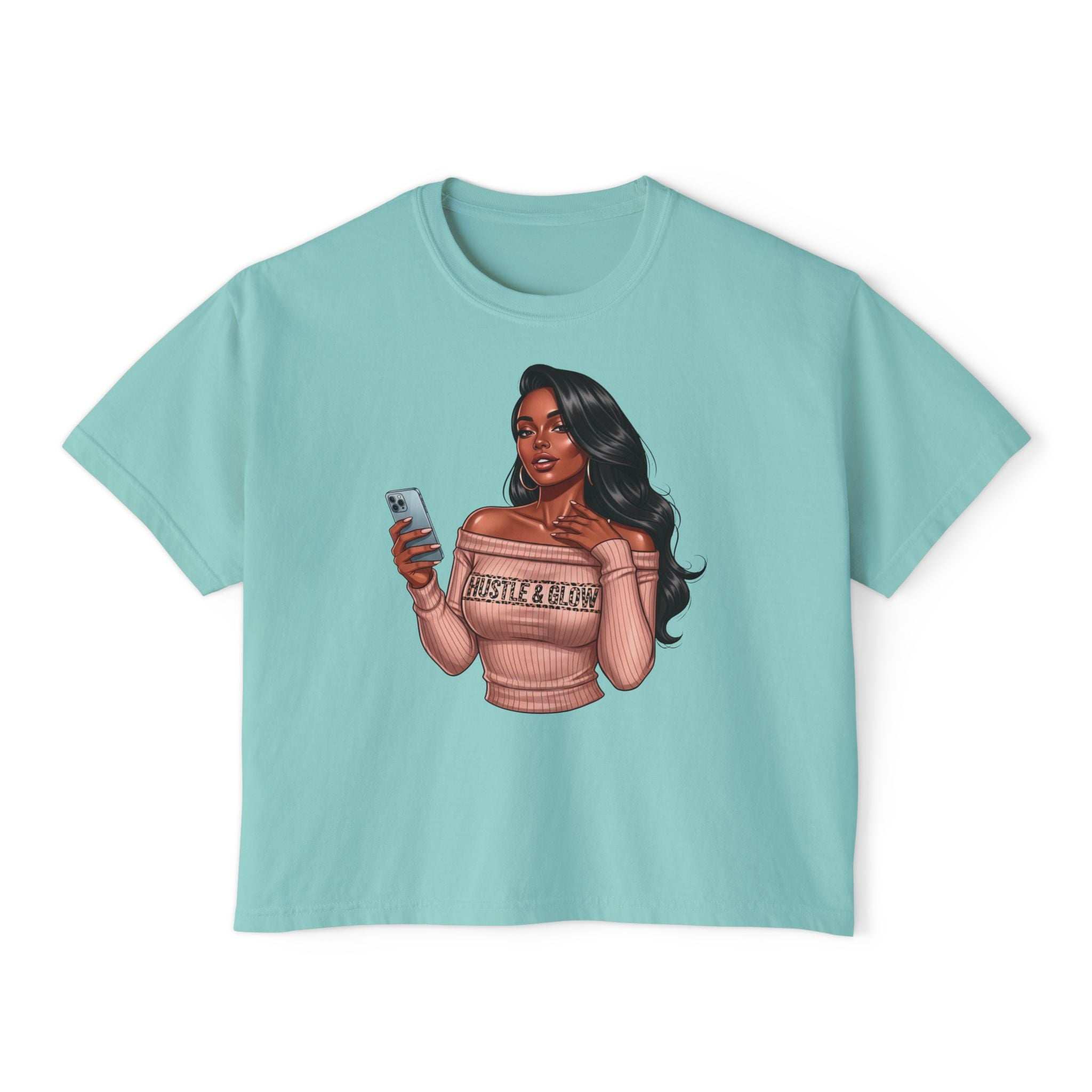 Curvy Girl Boss Boxy Tee — 'Just A Girl' Graphic Women's Crop T-Shirt