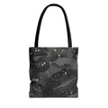 Glitter Kiss Print Tote Bag | Black Lipstick Pattern, Sparkle All-Over