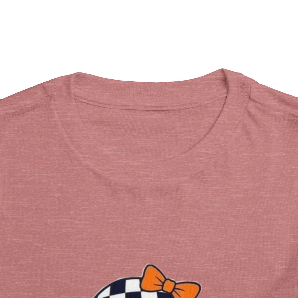Checkerboard Ghost Toddler Tee — Cute Halloween Bubblegum Design