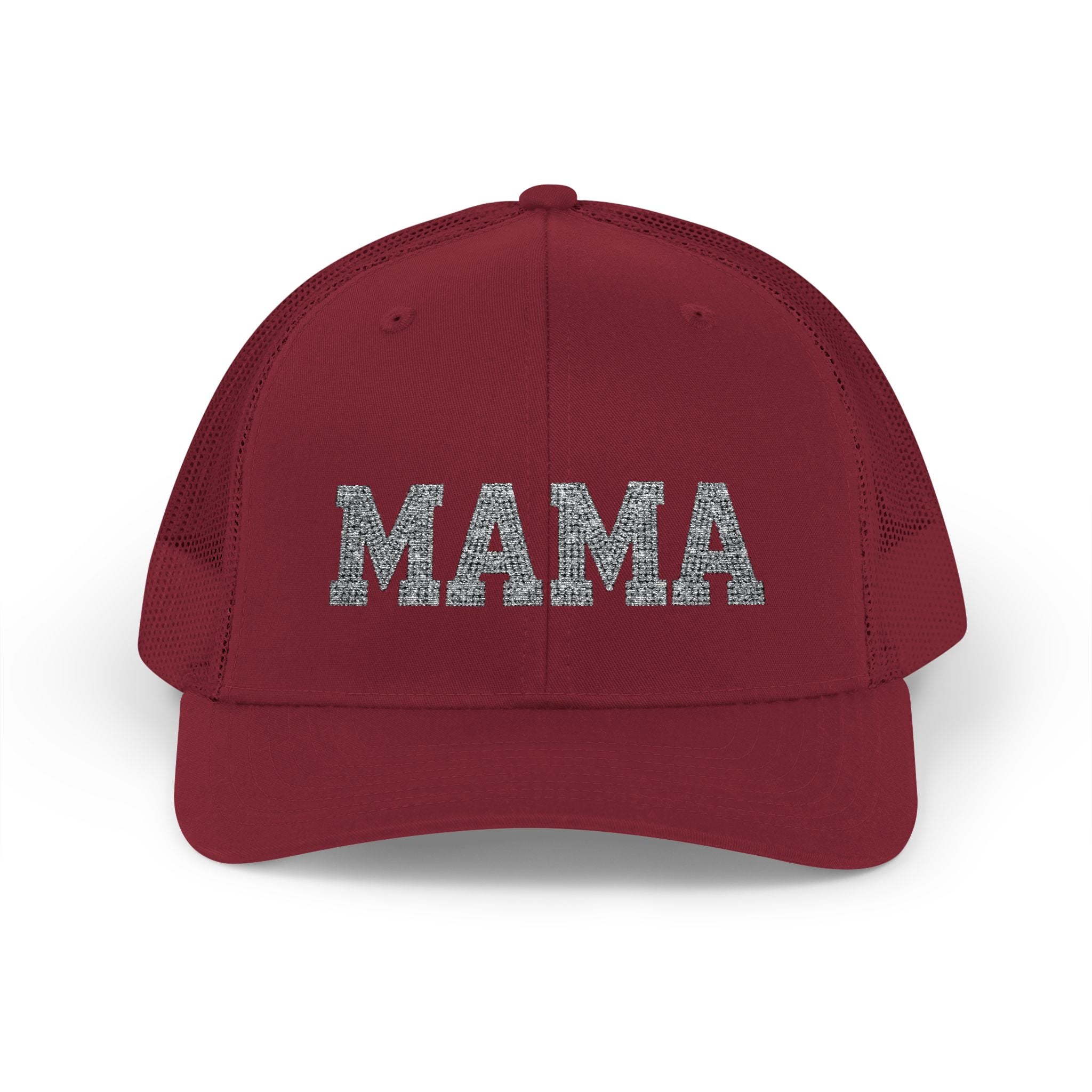 Mama Snapback Trucker Cap — Glitter Script "MAMA" Mesh Back Hat for Moms, Mother's Day Gift