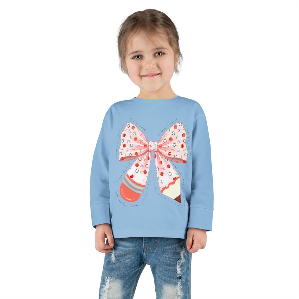 Pink Polka Dot Bow Toddler Long Sleeve Tee
