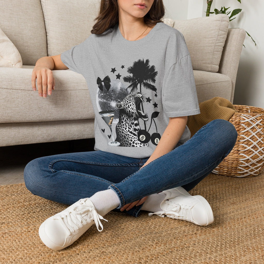 T-Shirt — Retro Disco Leopard Palm Tree Graphic Tee