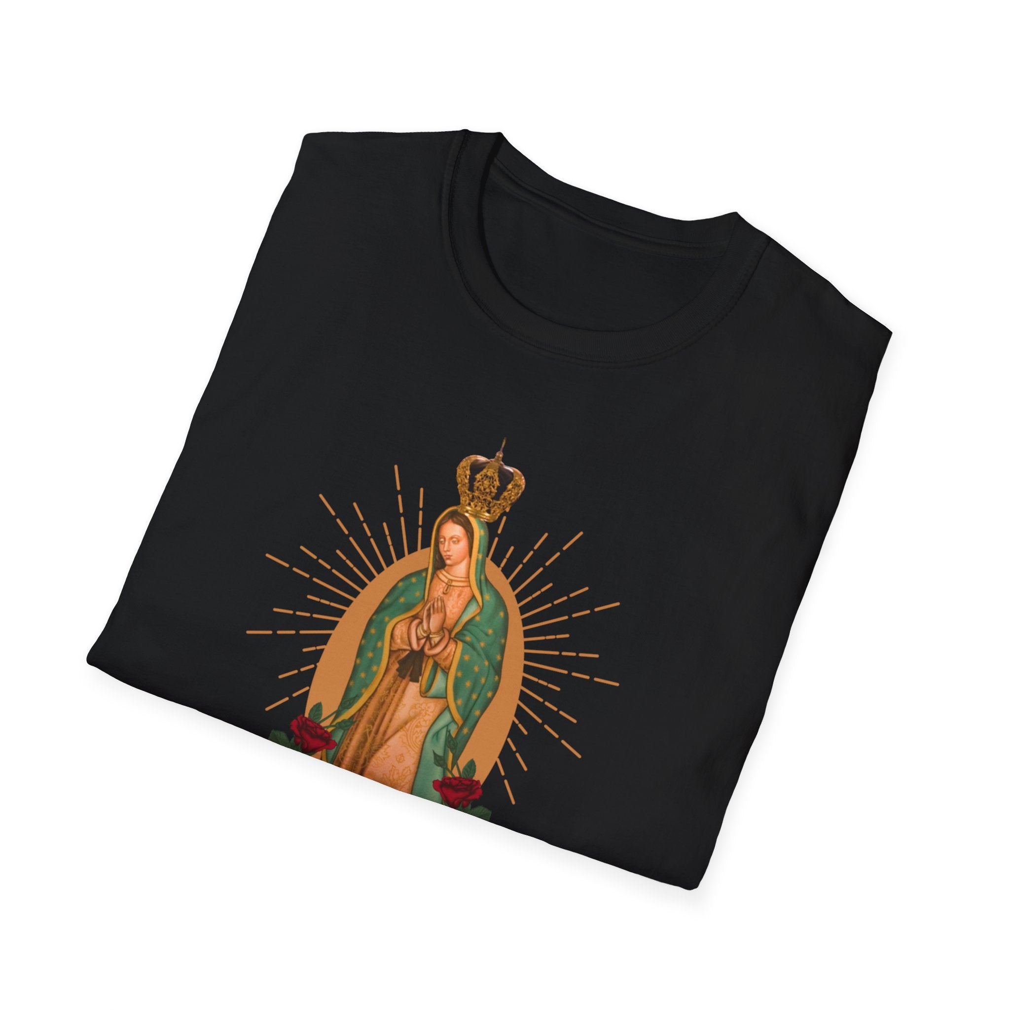 Our Lady of Guadalupe illustration T-Shirt | Virgin Mary, roses, devotional art
