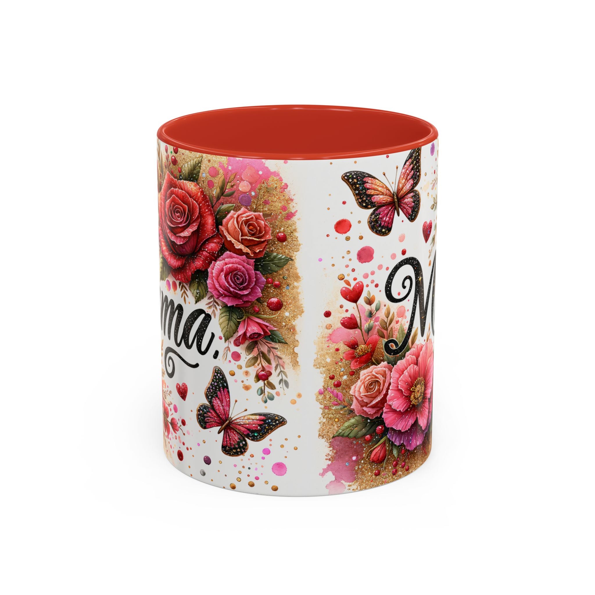 Mama Floral Accent Coffee Mug — Pink Roses & Butterflies (11/15oz)