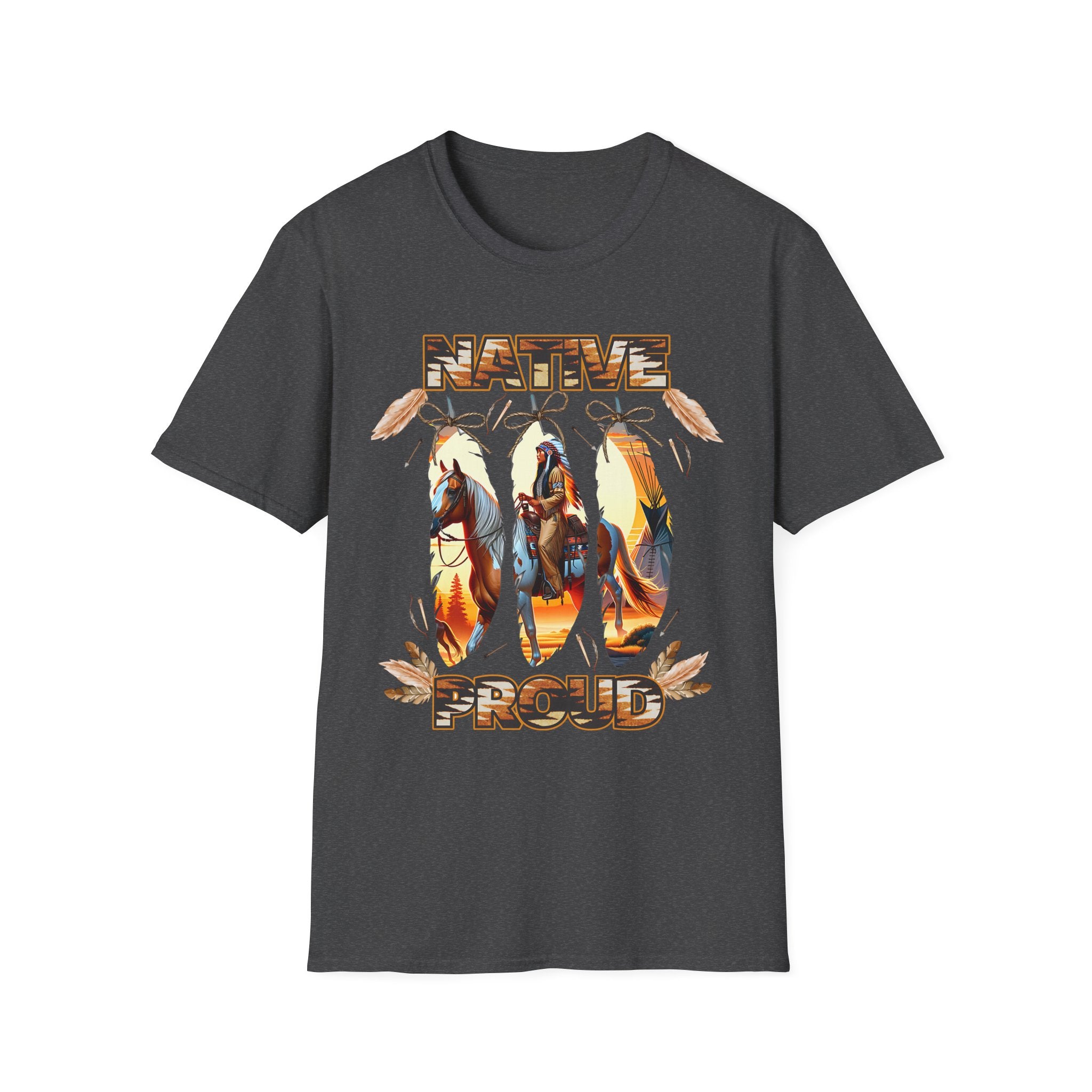 Native Proud T-Shirt — Tribal Feather Graphic Tee