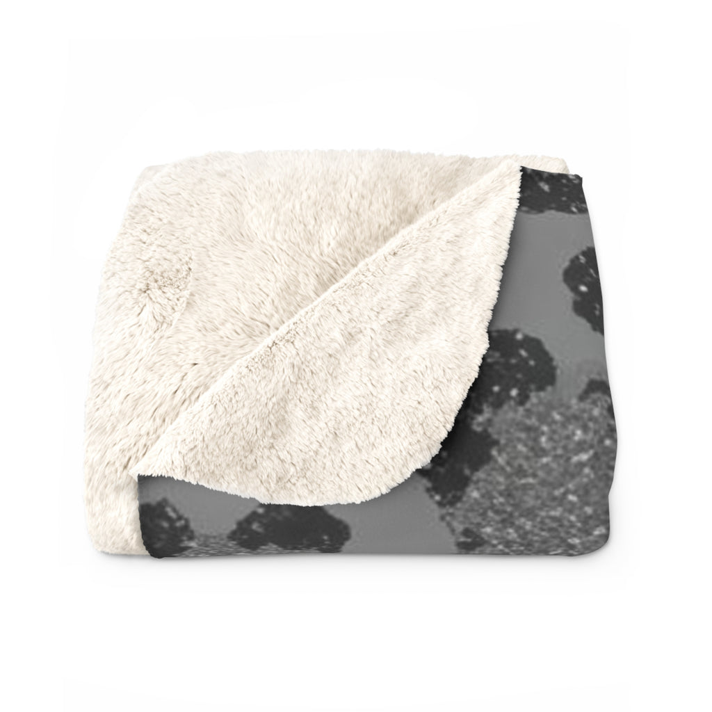 Sherpa Blanket — Grey Leopard Print Cozy Throw