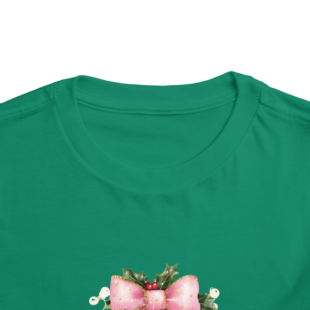Toddler Christmas Tree Tee — Pink Bow Holiday Shirt