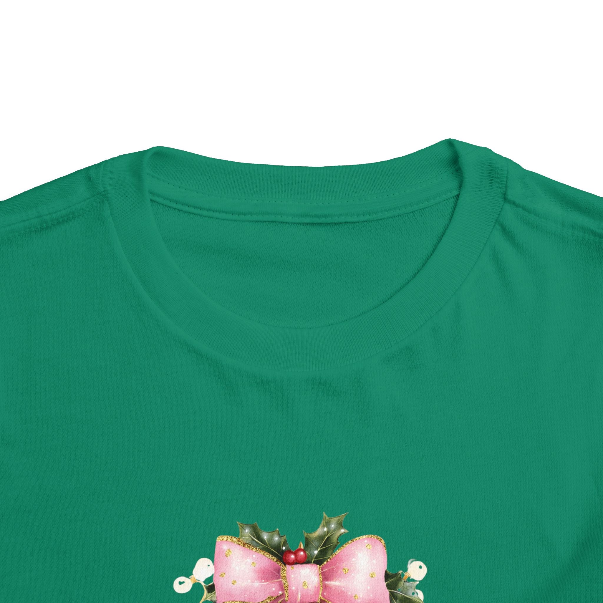 Toddler Christmas Tree Tee — Pink Bow Holiday Shirt