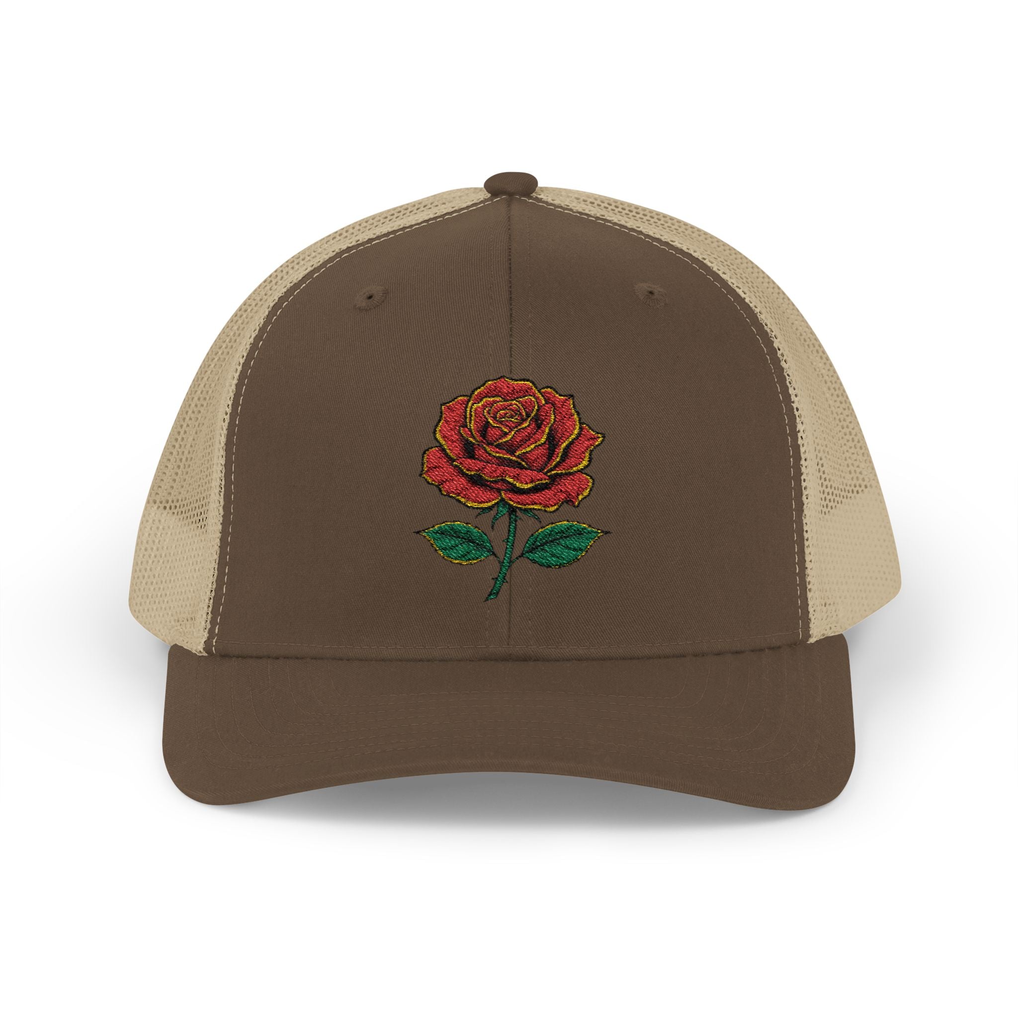 Embroidered Red Rose Trucker Cap