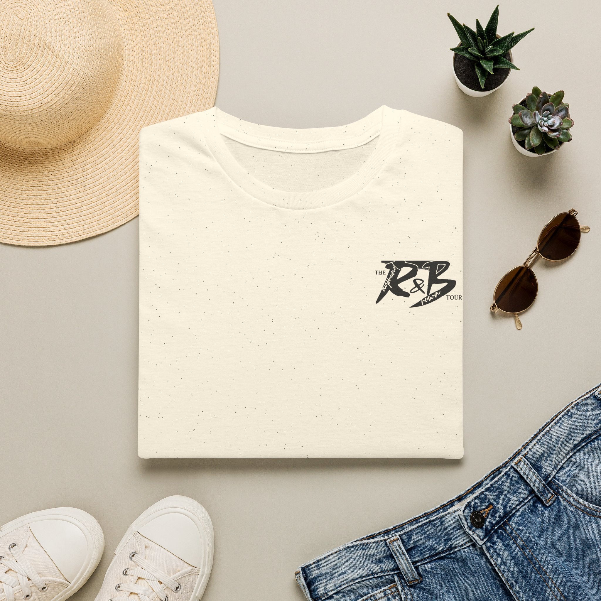 R&B Minimalist Logo T-Shirt — Retro Script Chest Print