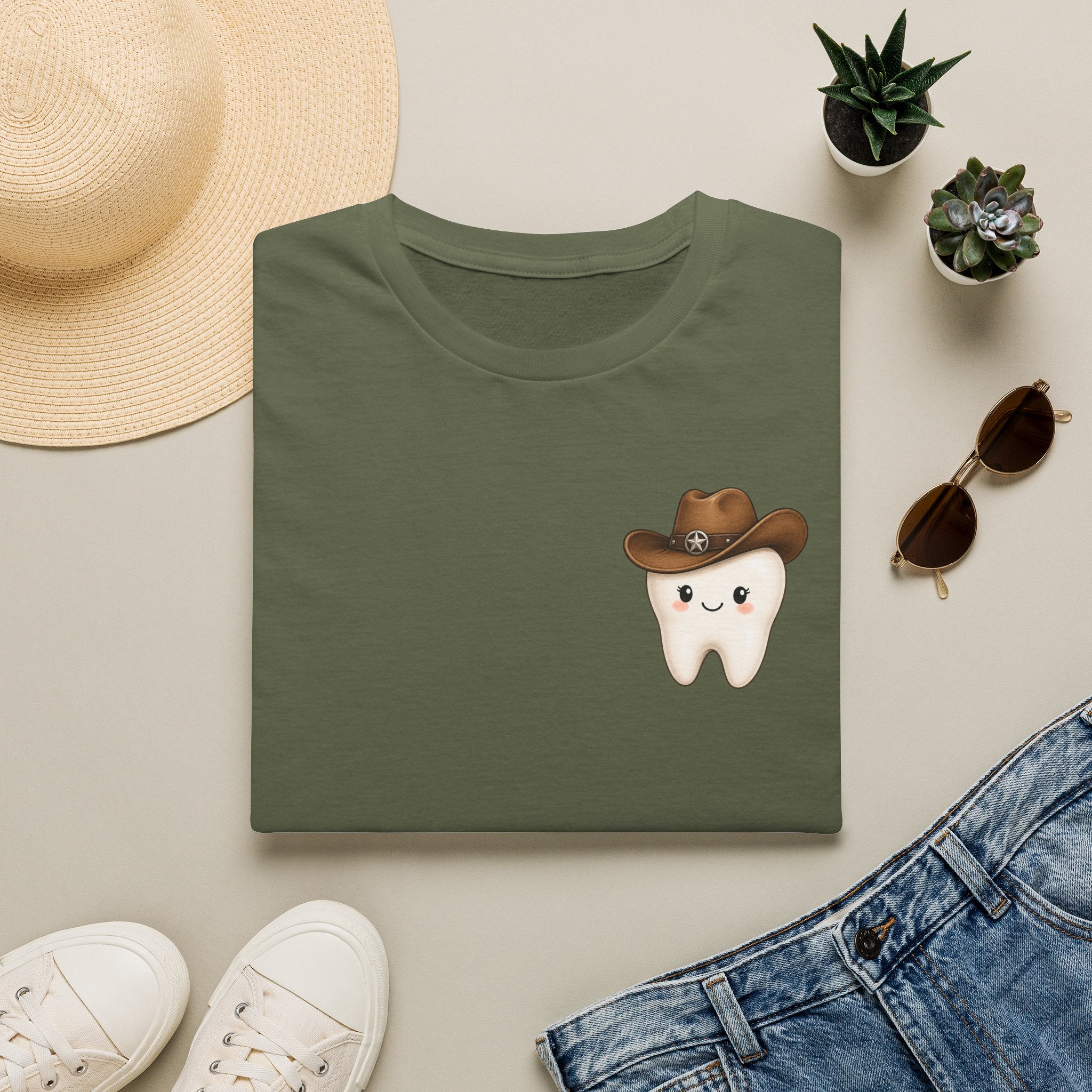 Cowboy Tooth Tee — Cute Western Dental Graphic T-Shirt