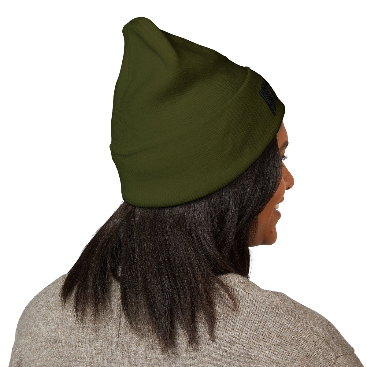 Motherhood Embroidered Cuffed Beanie — 'Ain't No Hood Like Motherhood' Cozy Knit Hat