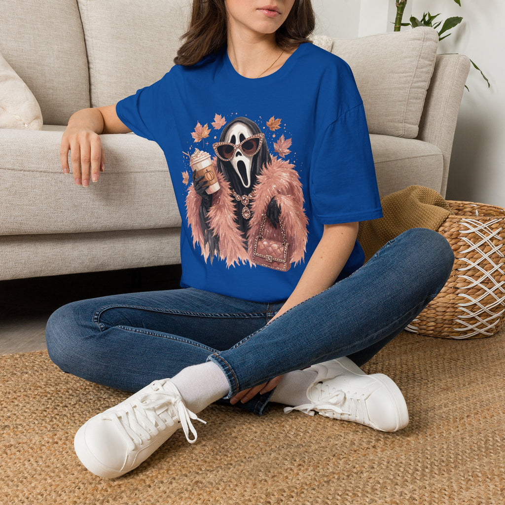 Cozy Scream Fall Tee — Glam Ghost with Pumpkin Spice Latte