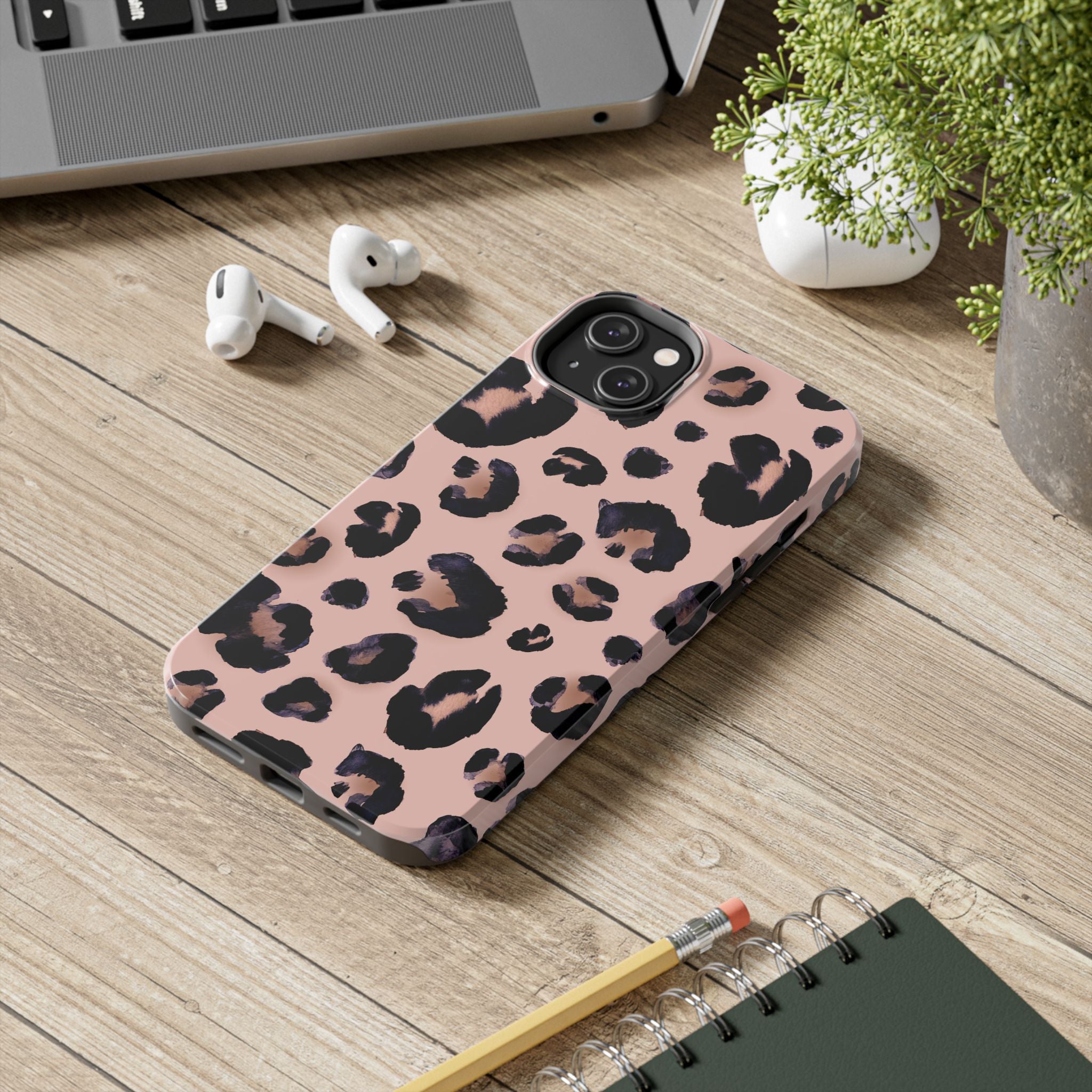 Leopard Print Tough Phone Case — Pink Animal Print Protective Cover