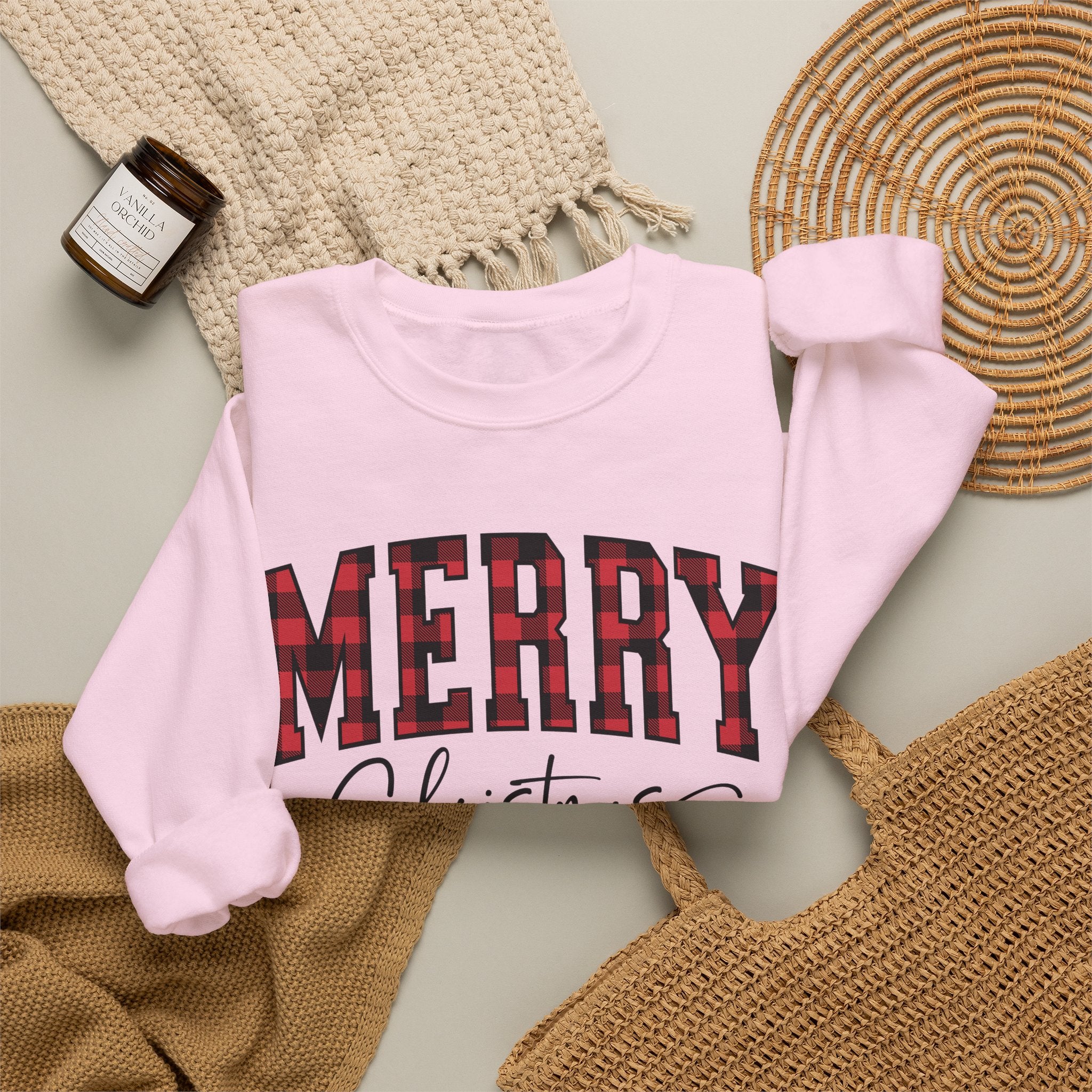 Christmas Plaid "Merry Christmas" Crewneck Sweatshirt