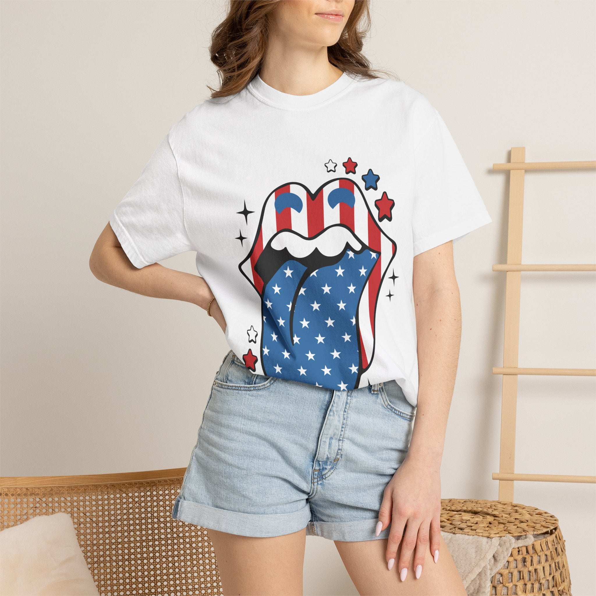 American Flag Rock Tongue T-Shirt