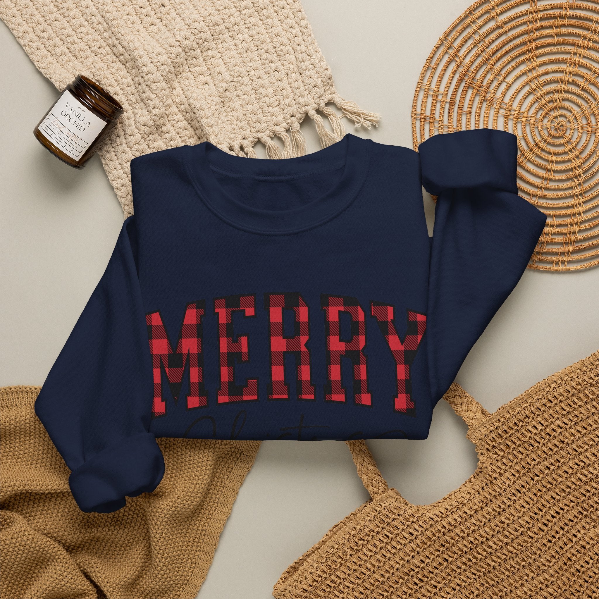 Christmas Plaid "Merry Christmas" Crewneck Sweatshirt