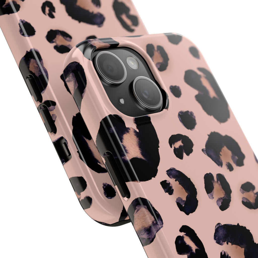 Leopard Print Tough Phone Case — Pink Animal Print Protective Cover