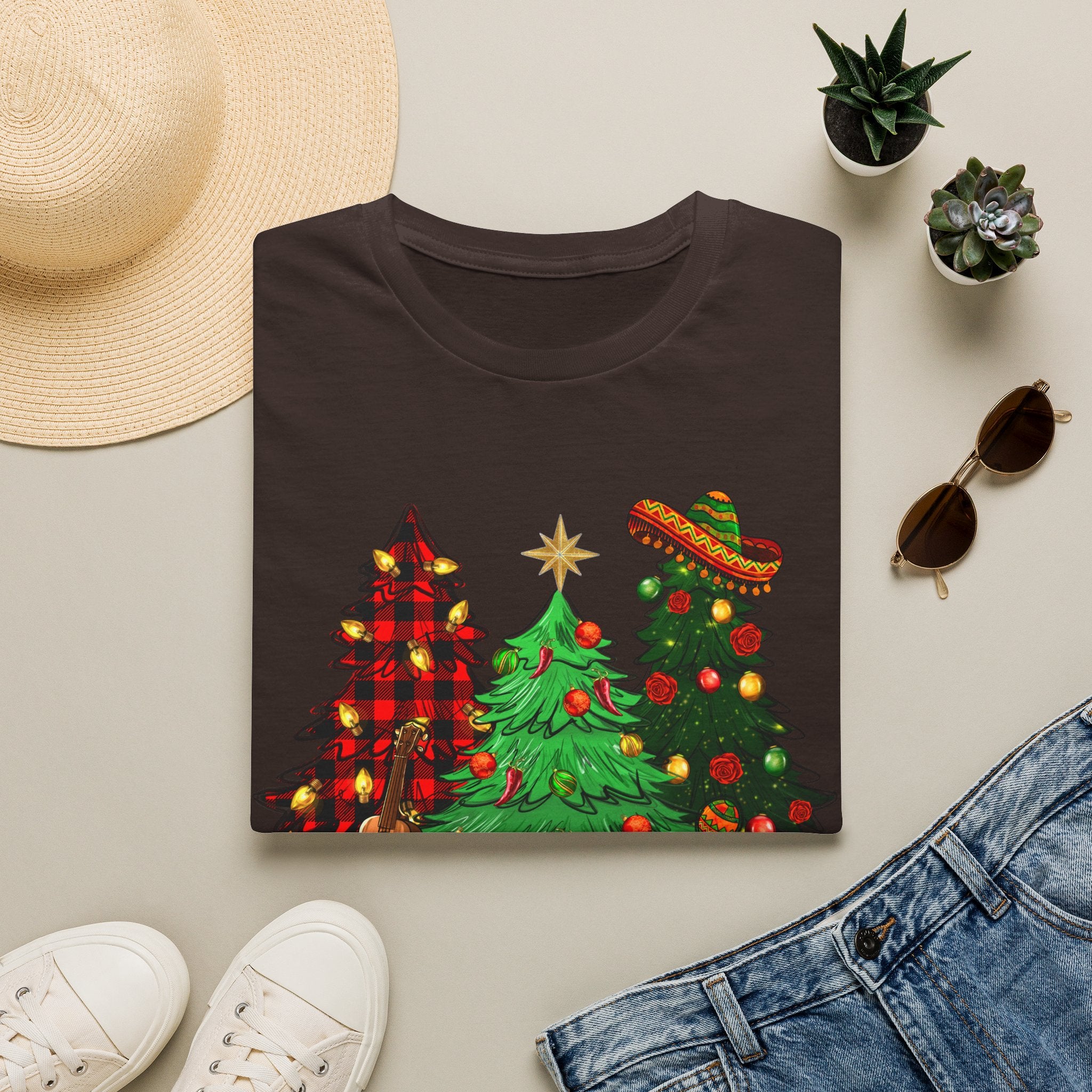 Feliz Navidad Christmas Trees T-Shirt — Festive Mexican Holiday Tee