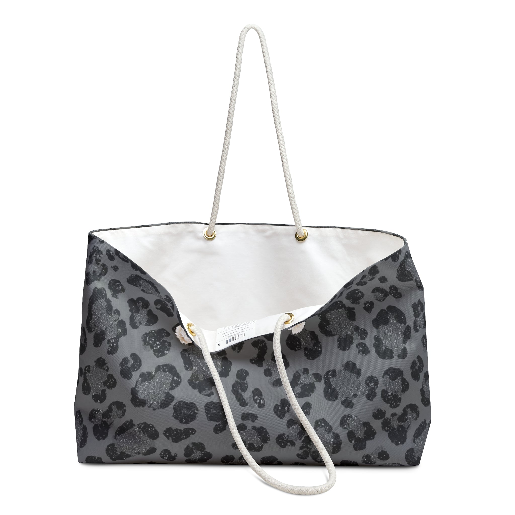 Grey Leopard Weekender Bag — Spacious Animal Print Travel Tote