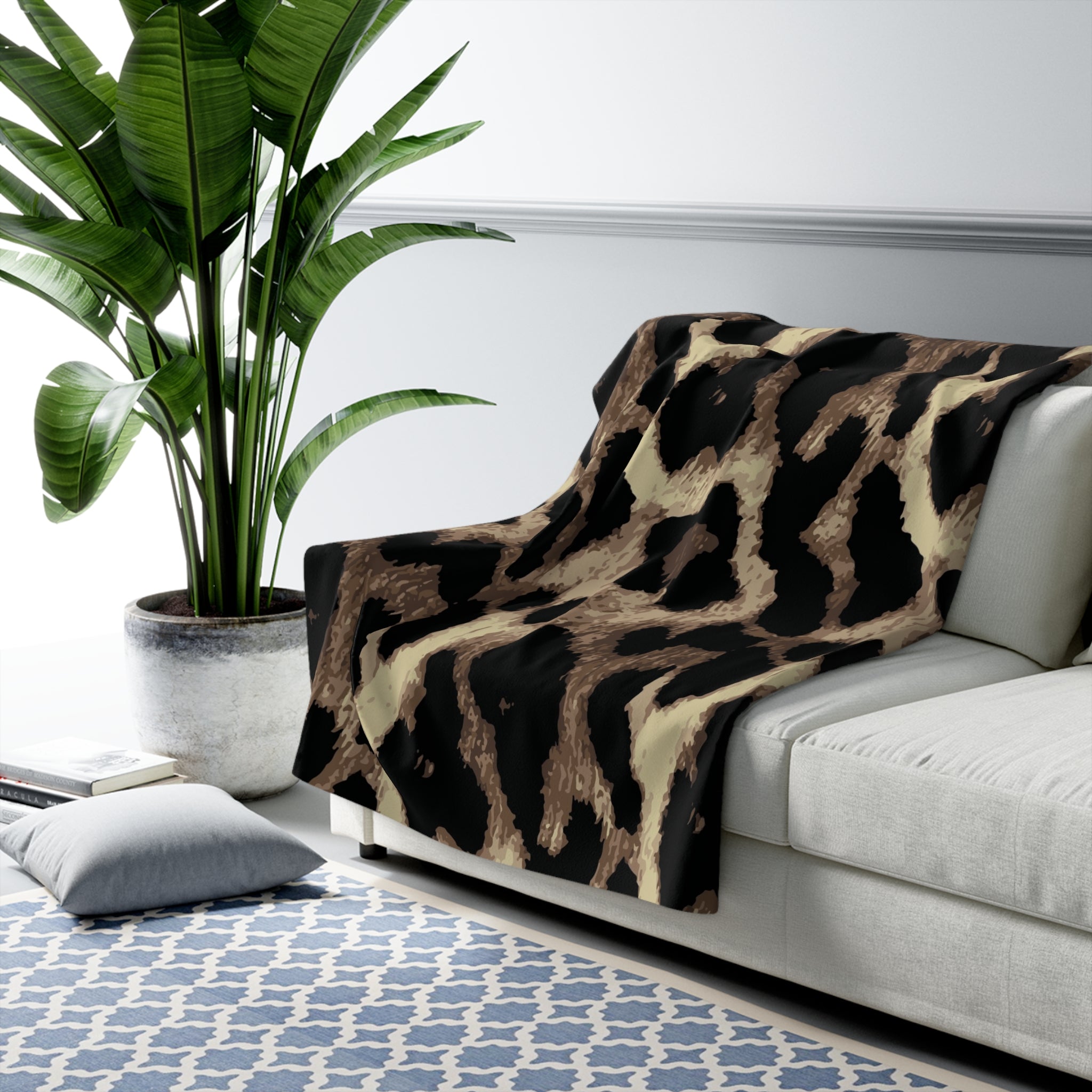 Leopard Print Sherpa Blanket — Cozy Faux Fur Throw for Home & Travel
