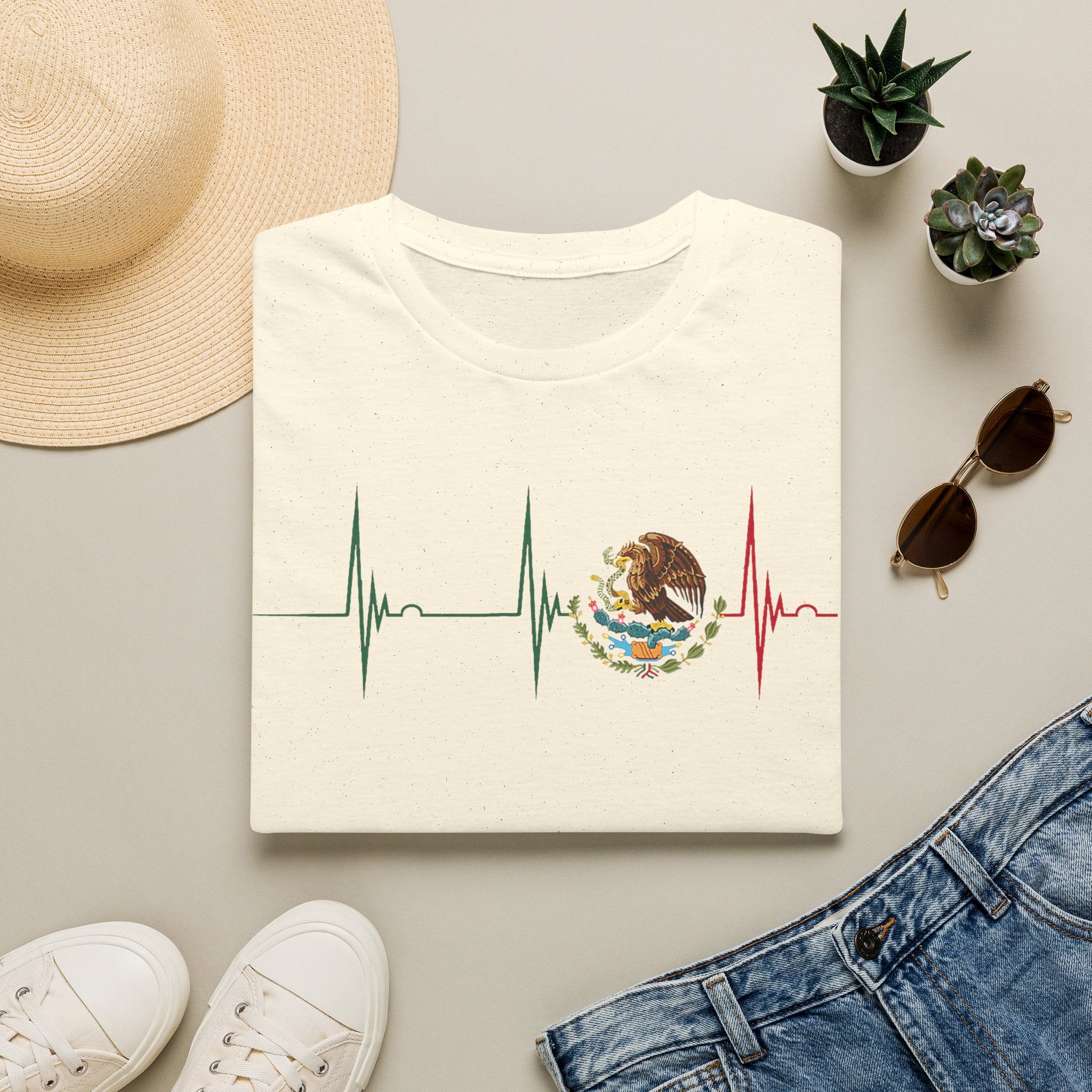Mexican Heartbeat T-Shirt — Mexican Flag Eagle ECG Graphic Tee
