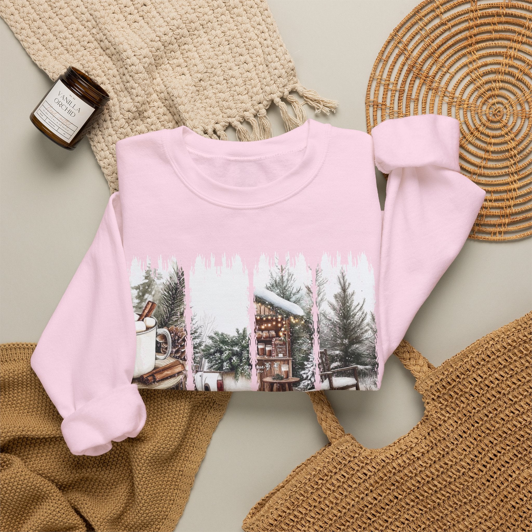 Holiday Cabin Crewneck Sweatshirt — 'Tis the Season Cozy Winter Pullover