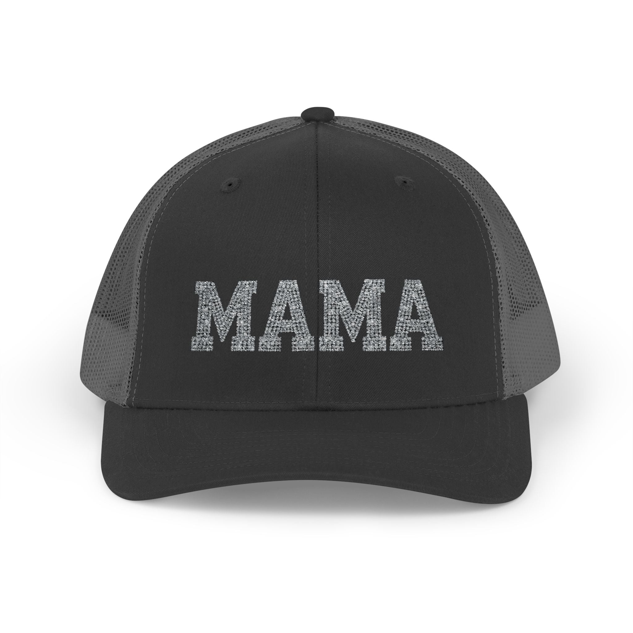 Mama Snapback Trucker Cap — Glitter Script "MAMA" Mesh Back Hat for Moms, Mother's Day Gift