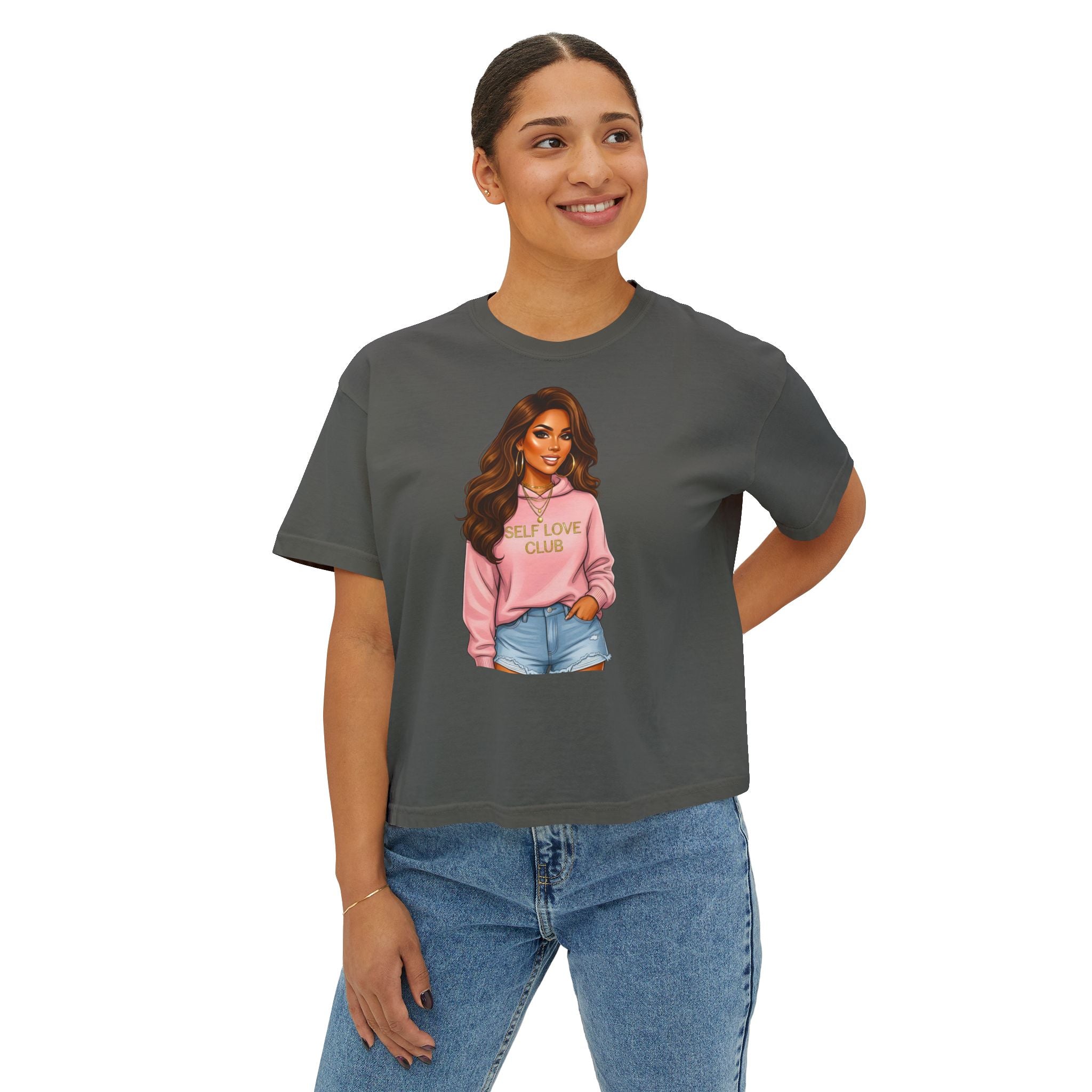 Self Love Club Boxy Tee — Women’s Graphic Cropped T-Shirt