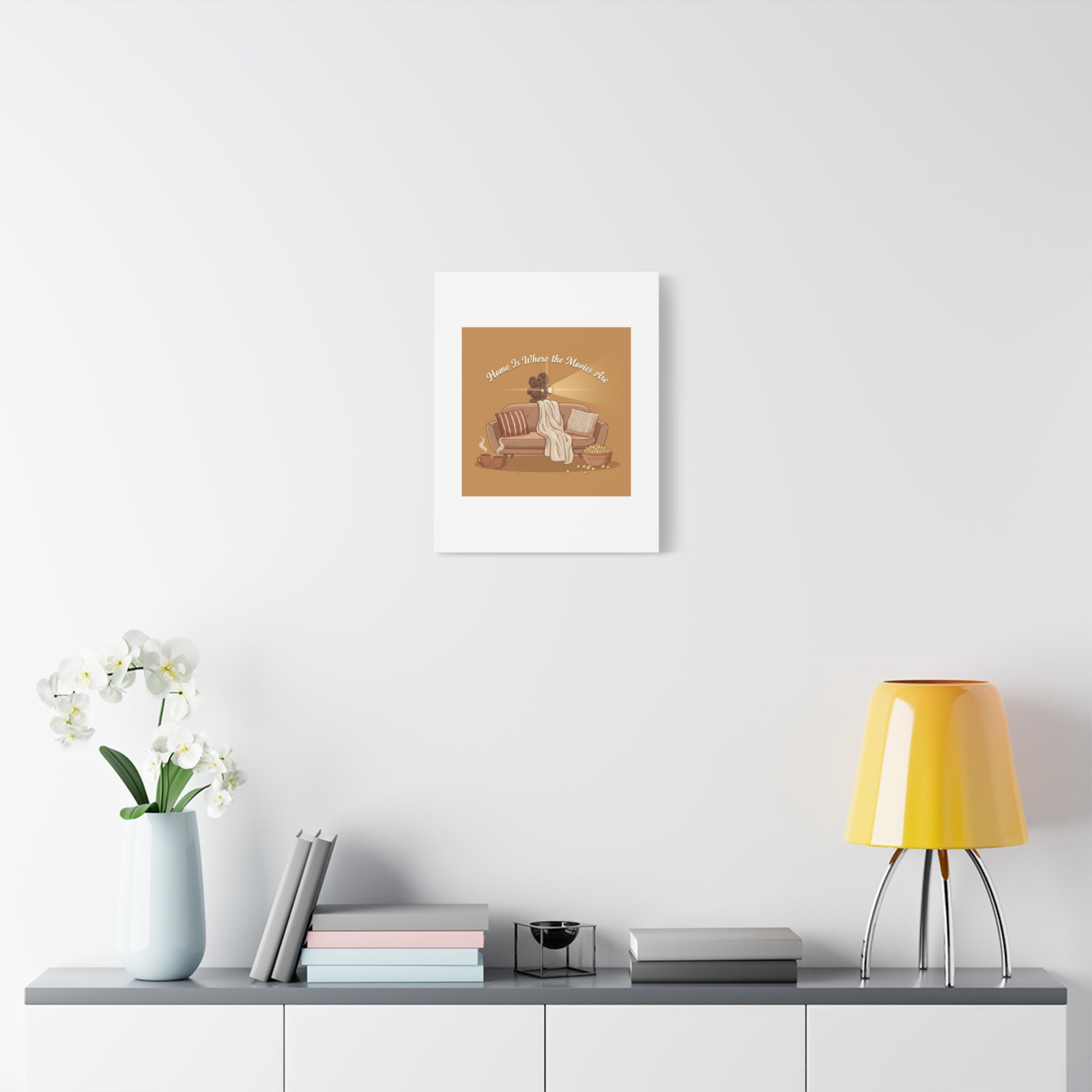 Home Is Where the Movies Are Canvas | cozy night art, home cinema decor
