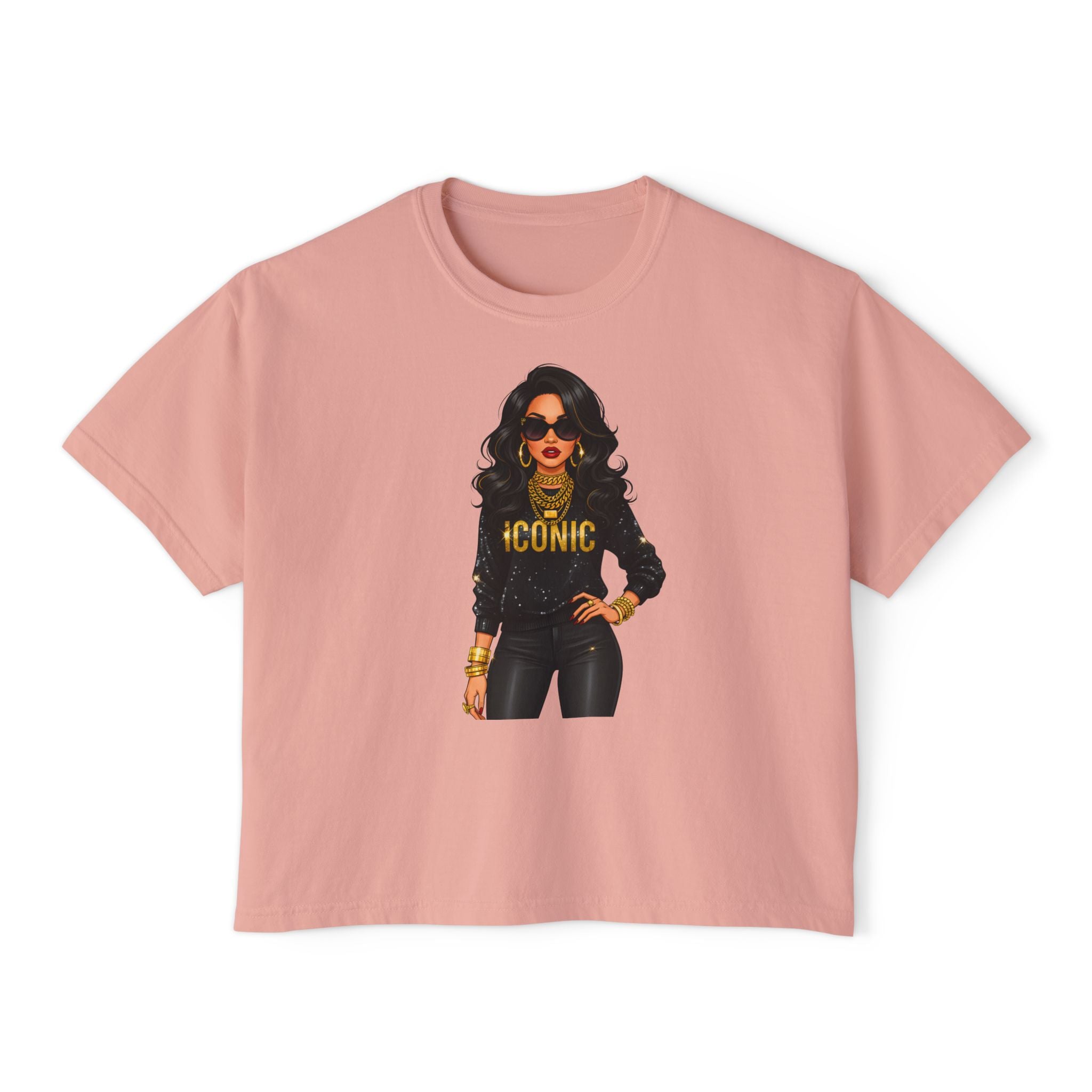 Iconic Woman Boxy Tee — Empowered Graphic Crop T-Shirt