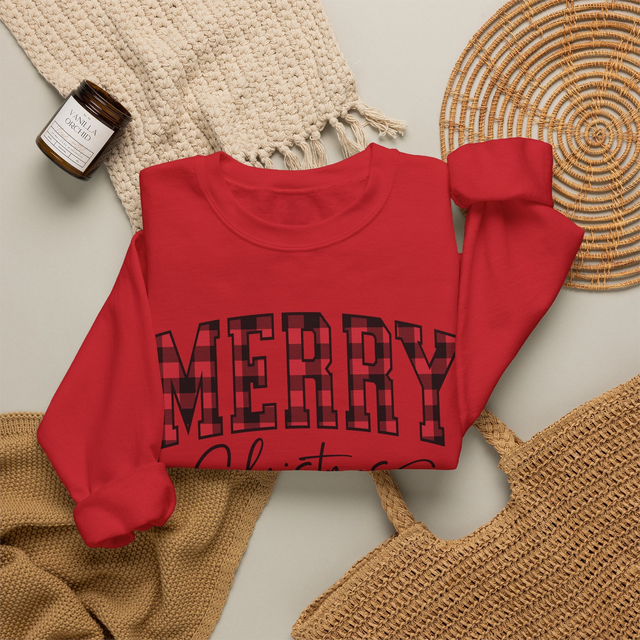 Christmas Plaid "Merry Christmas" Crewneck Sweatshirt