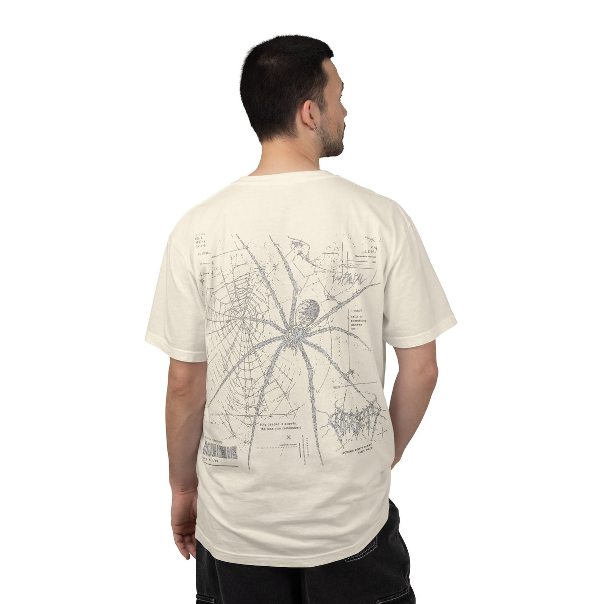 Spider Web Graphic T-Shirt — Vintage Gothic Arachnid Back Print