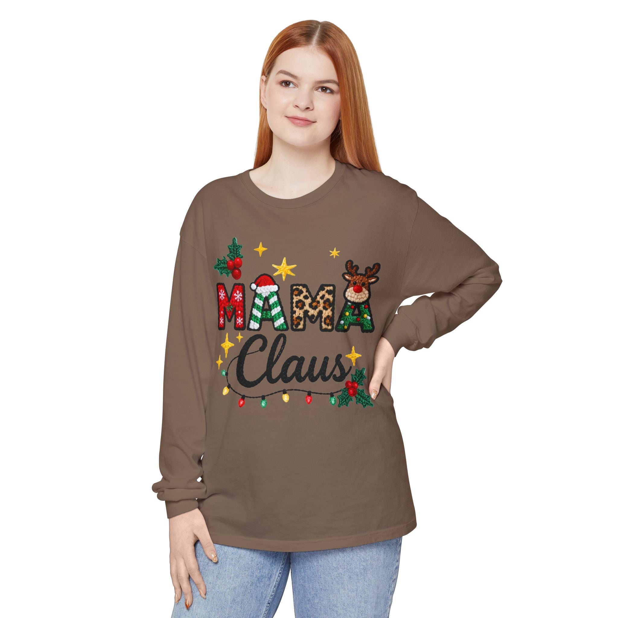 Mama Claus Long Sleeve Tee — Christmas Holiday Family Shirt