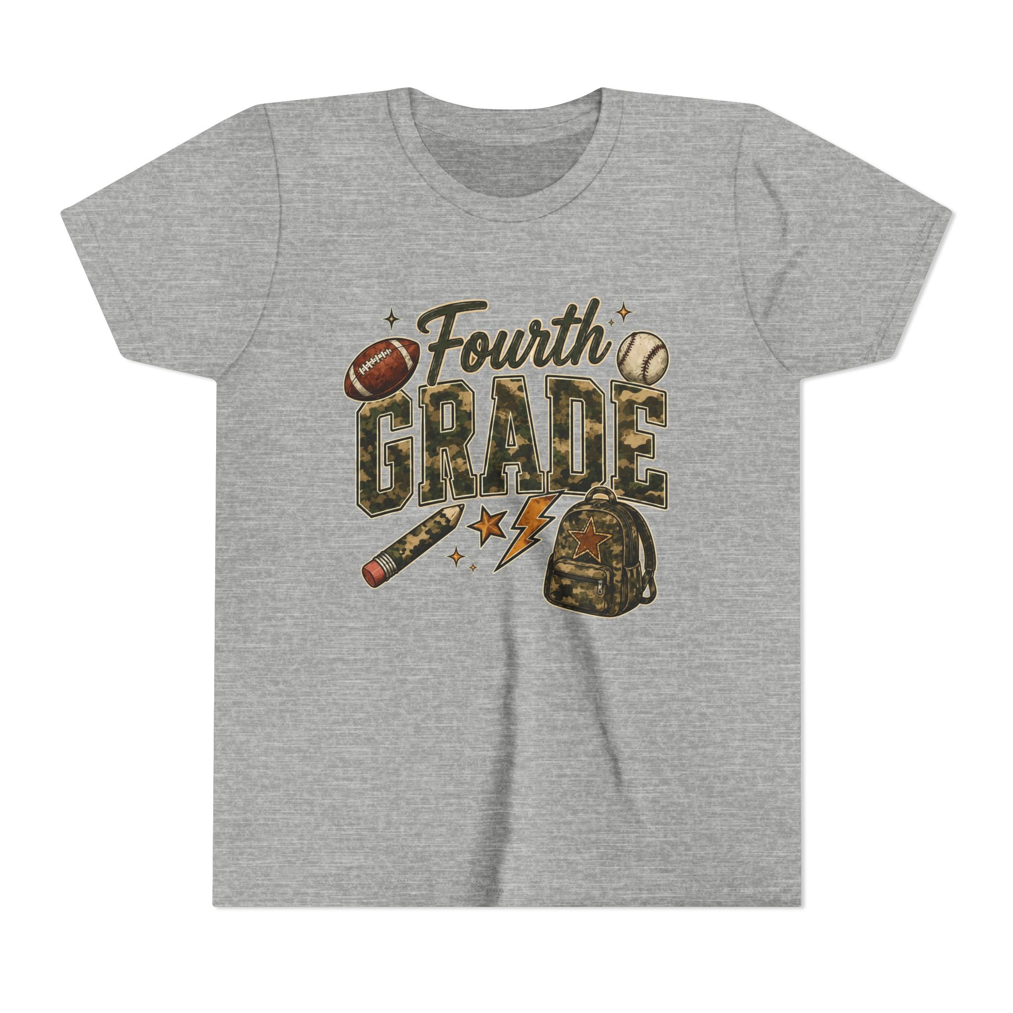 Fourth Grade Kids' T-Shirt – Back-to-School Sports & Backpack Design