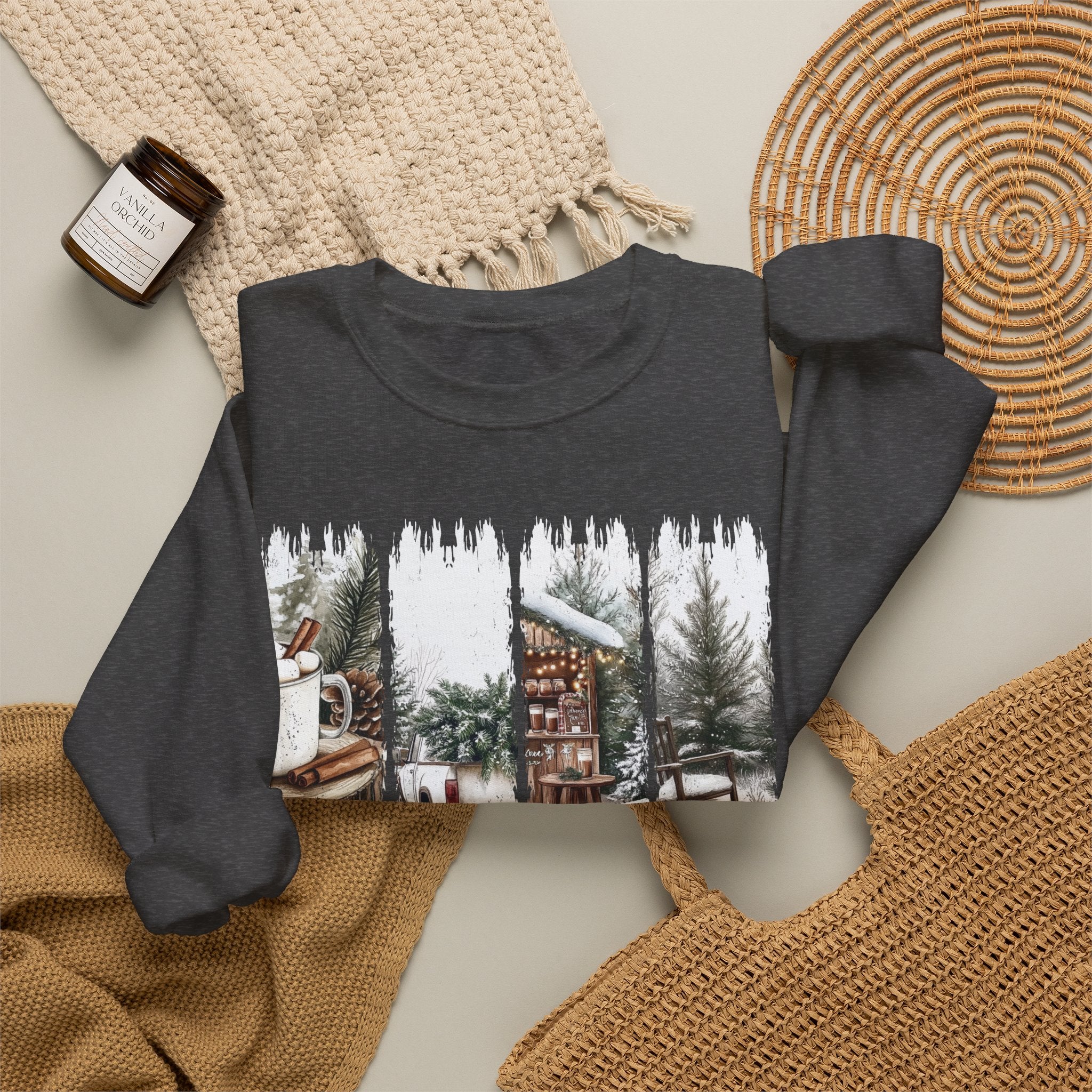 Holiday Cabin Crewneck Sweatshirt — 'Tis the Season Cozy Winter Pullover