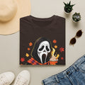 Halloween Scream Mask T‑Shirt — Cozy Fall Pumpkin & Hot Cocoa Graphic Tee