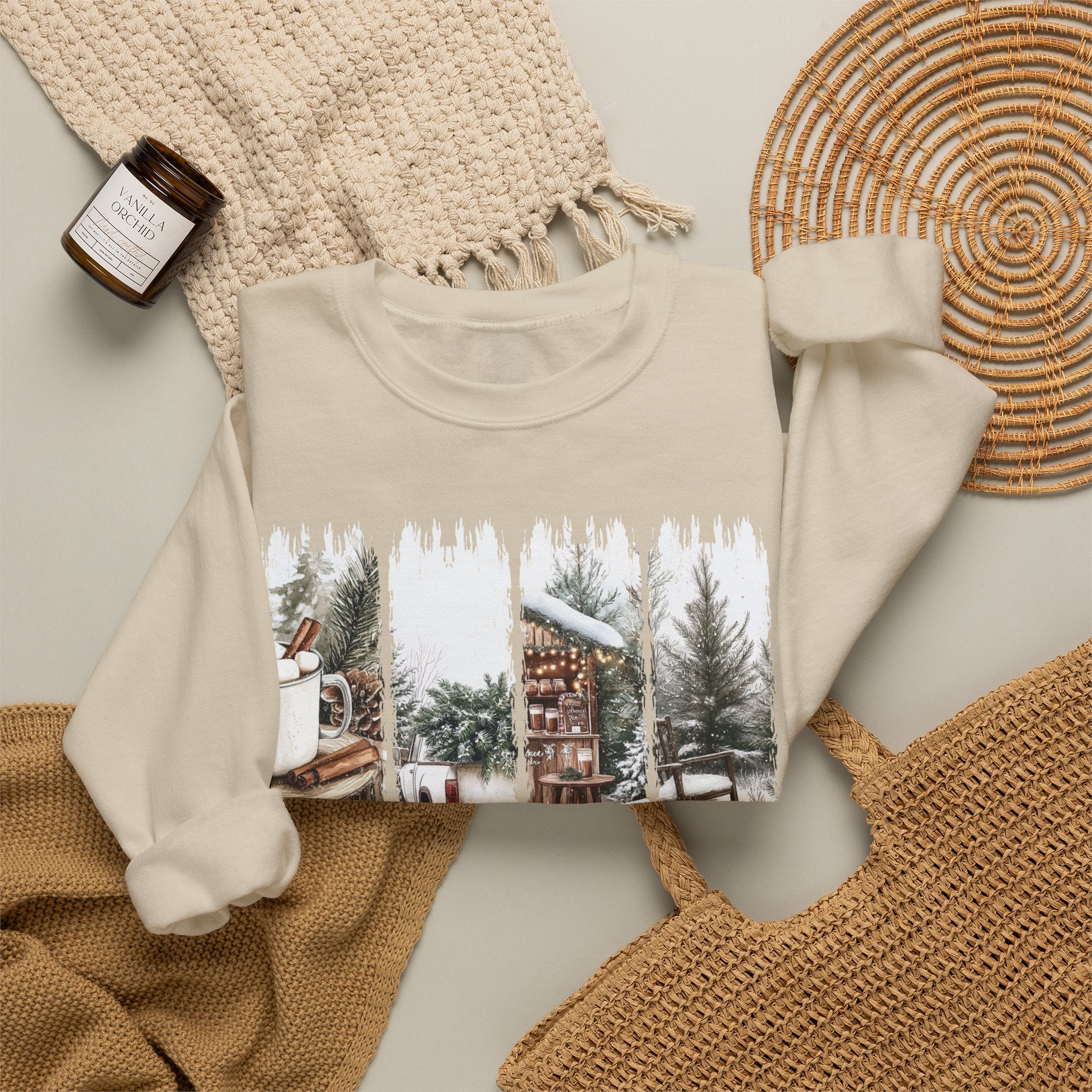 Holiday Cabin Crewneck Sweatshirt — 'Tis the Season Cozy Winter Pullover