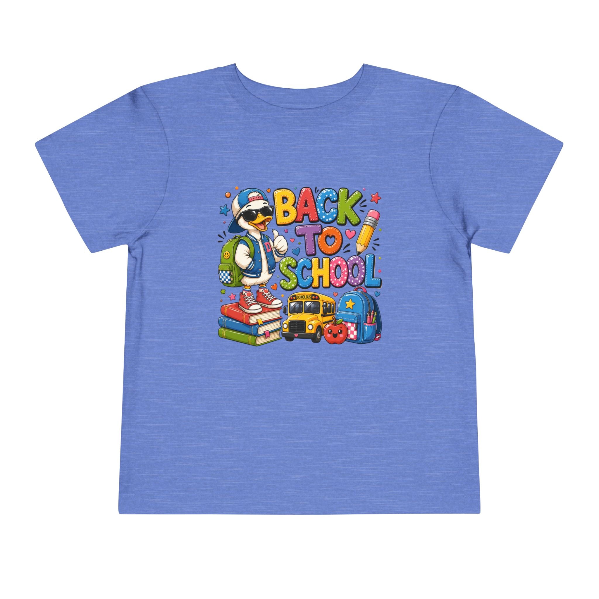 Back to School Toddler Tee — Cute Penguin School Bus Design