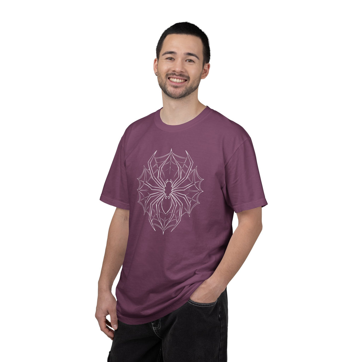 Spider Web Graphic T-Shirt — Vintage Gothic Arachnid Back Print