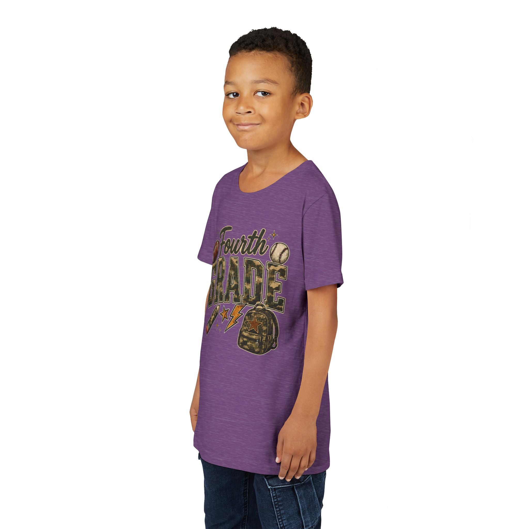 Fourth Grade Kids' T-Shirt – Back-to-School Sports & Backpack Design