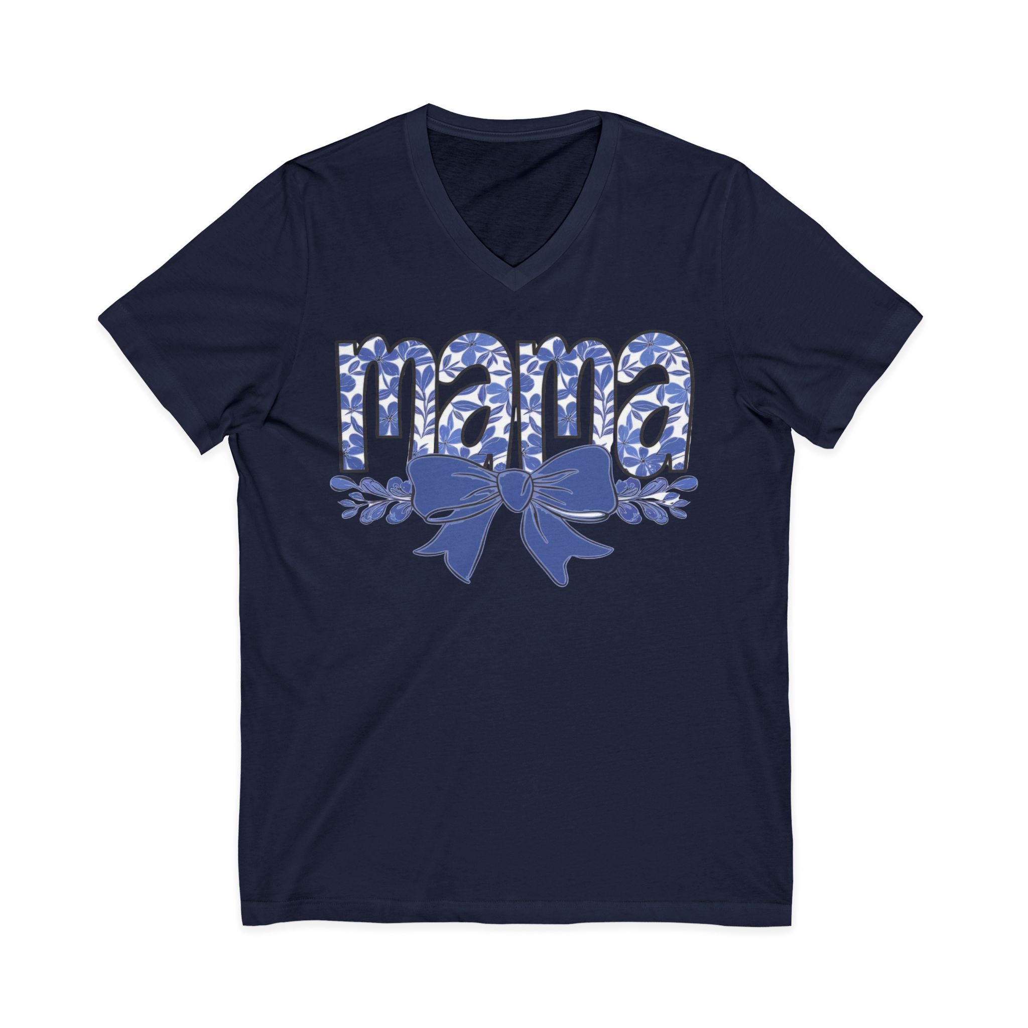 Mama Floral Bow V-Neck Tee — Mothers Day Gift Tee
