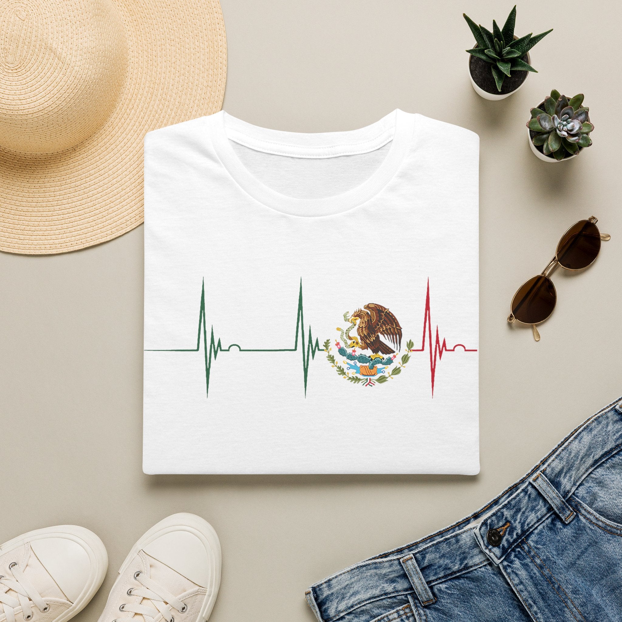 Mexican Heartbeat T-Shirt — Mexican Flag Eagle ECG Graphic Tee